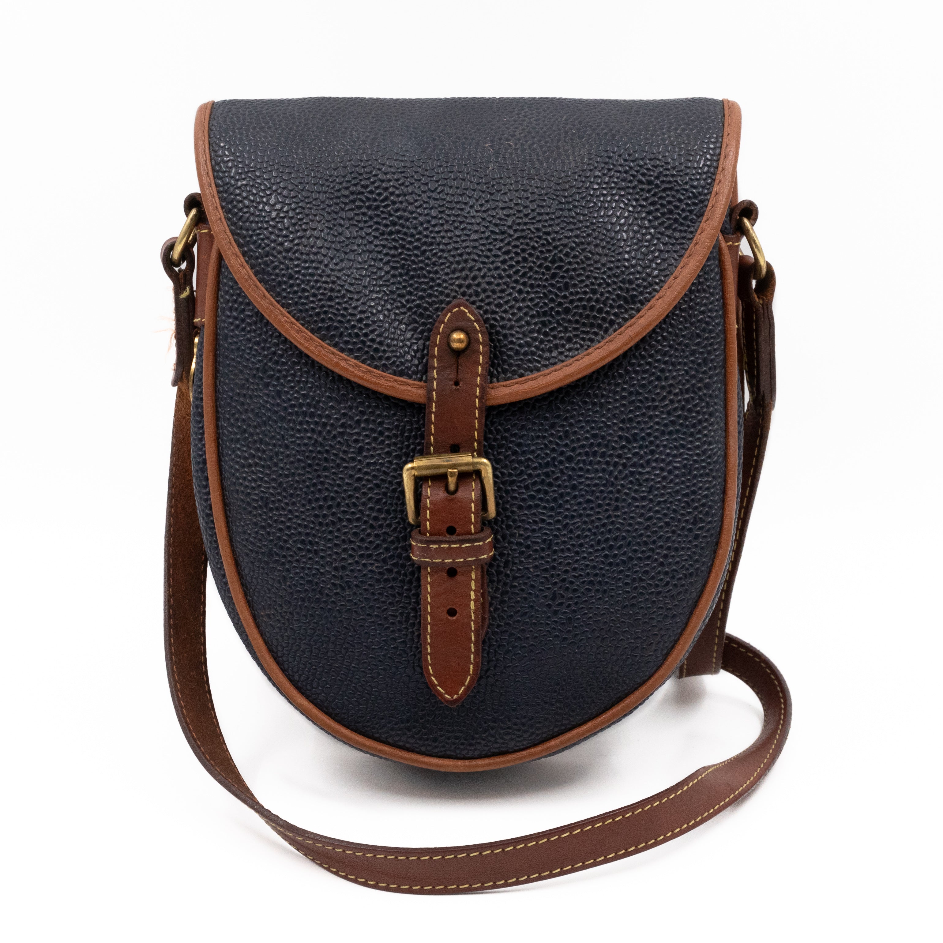 Vintage Crossbody Bag Blue Leather
