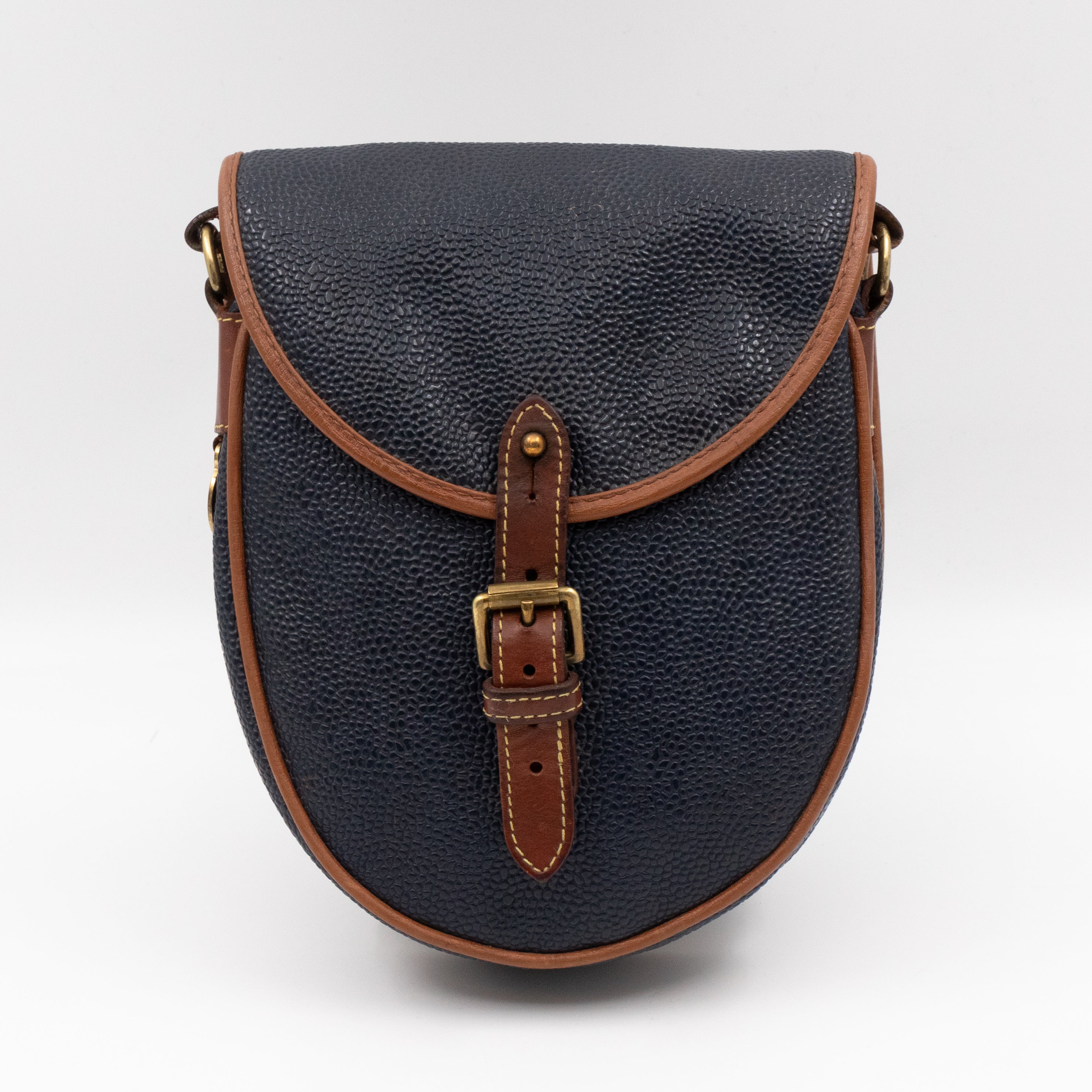 Vintage Crossbody Bag Blue Leather
