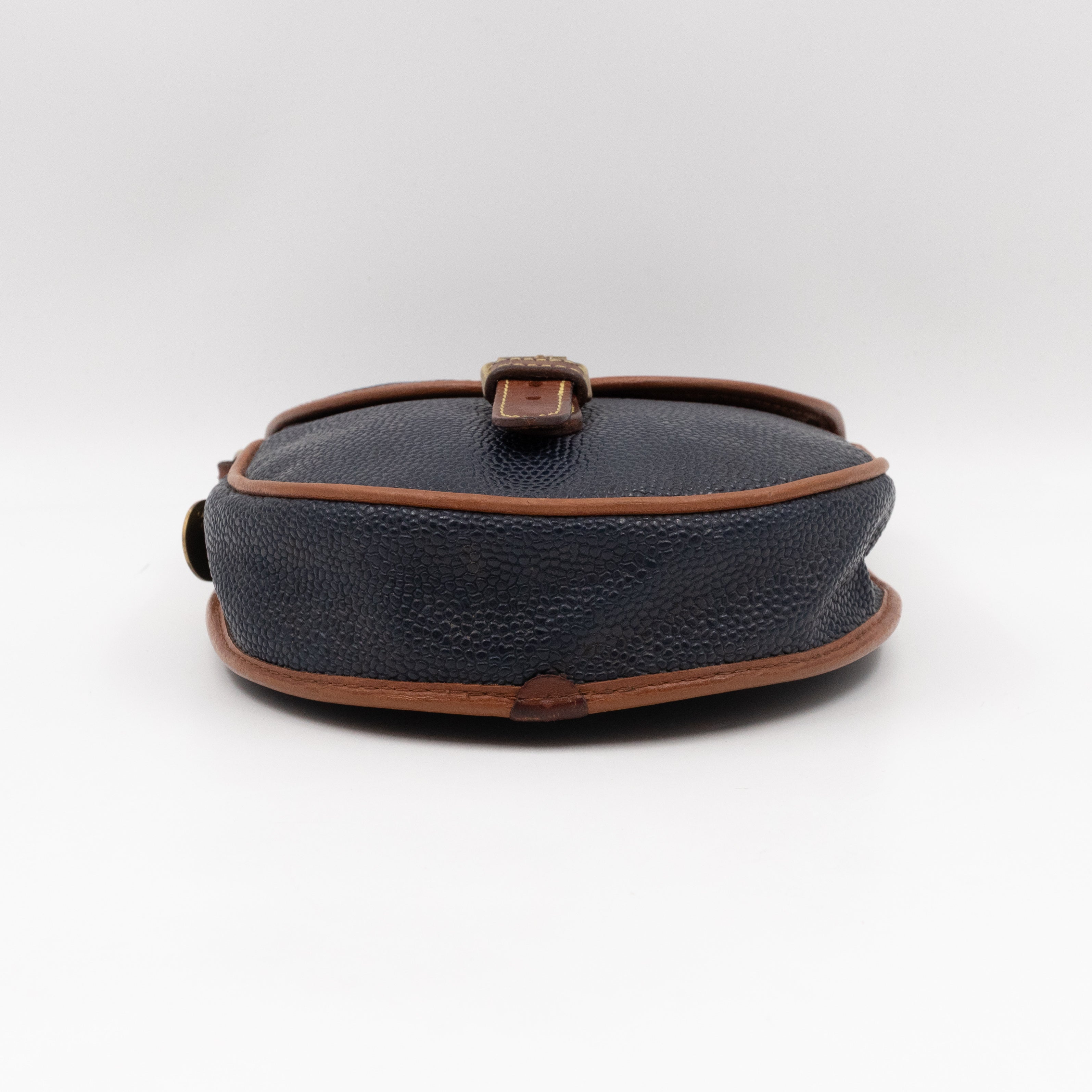 Vintage Crossbody Bag Blue Leather