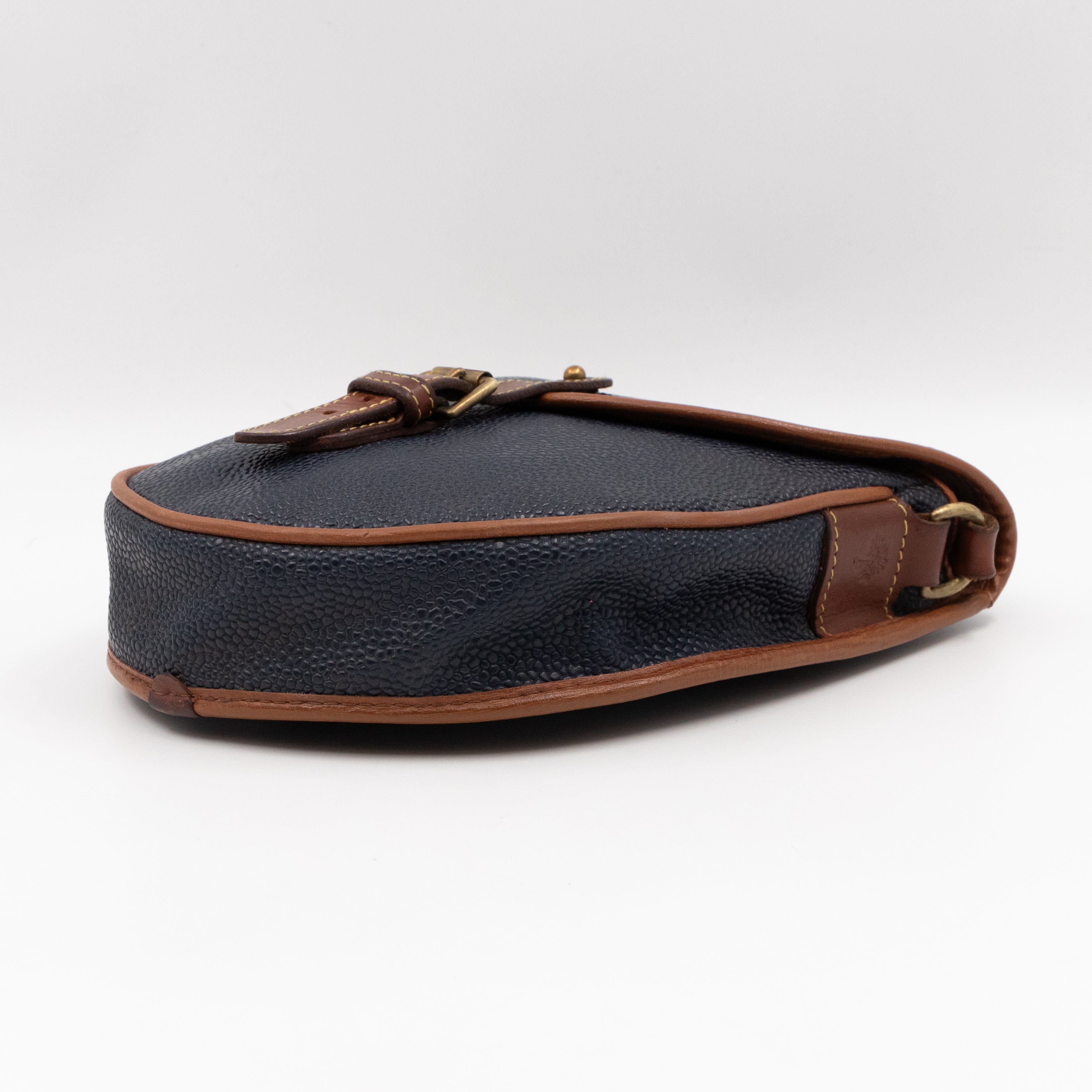 Vintage Crossbody Bag Blue Leather