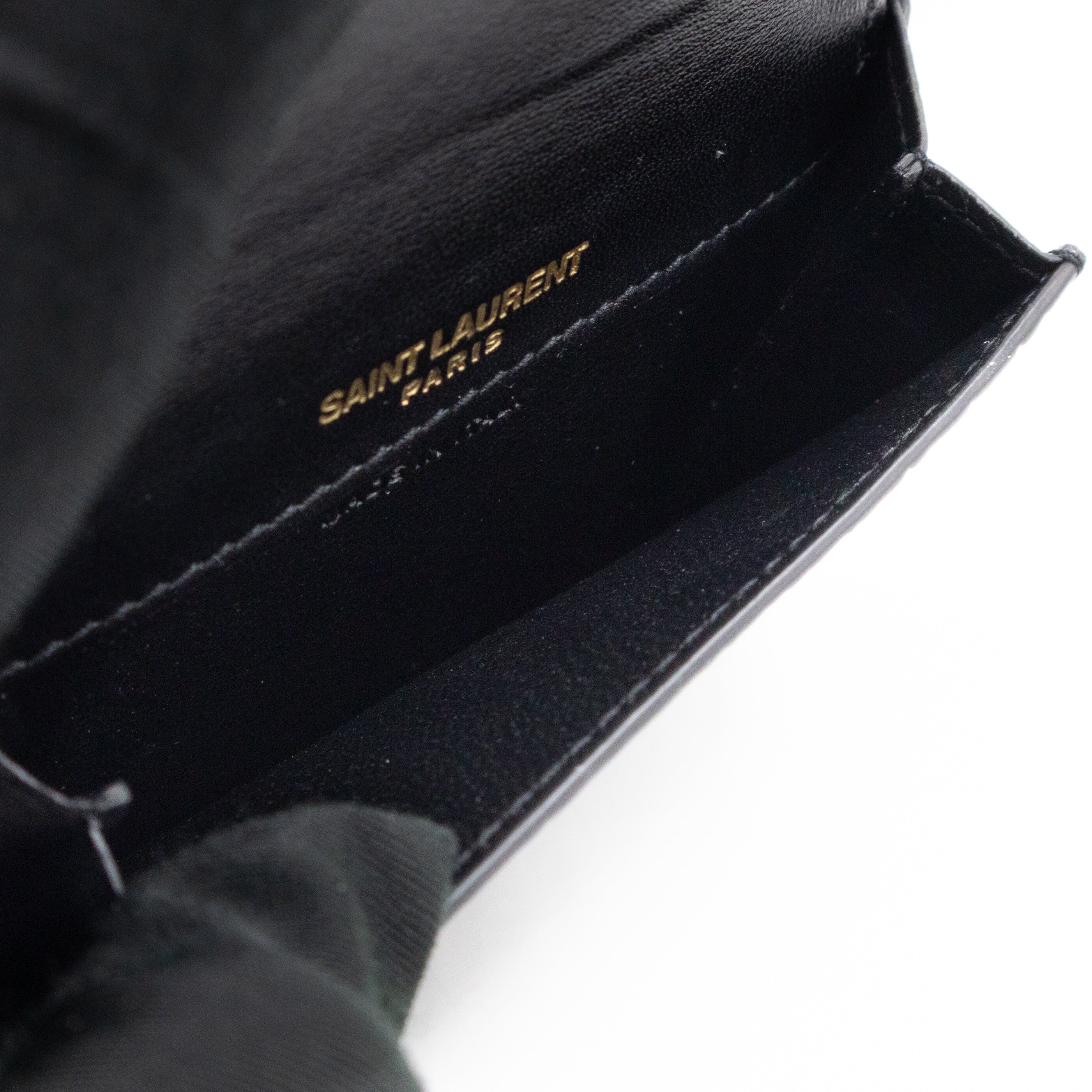 Uptown Flap Card Holder Black Croc Embossed Leather