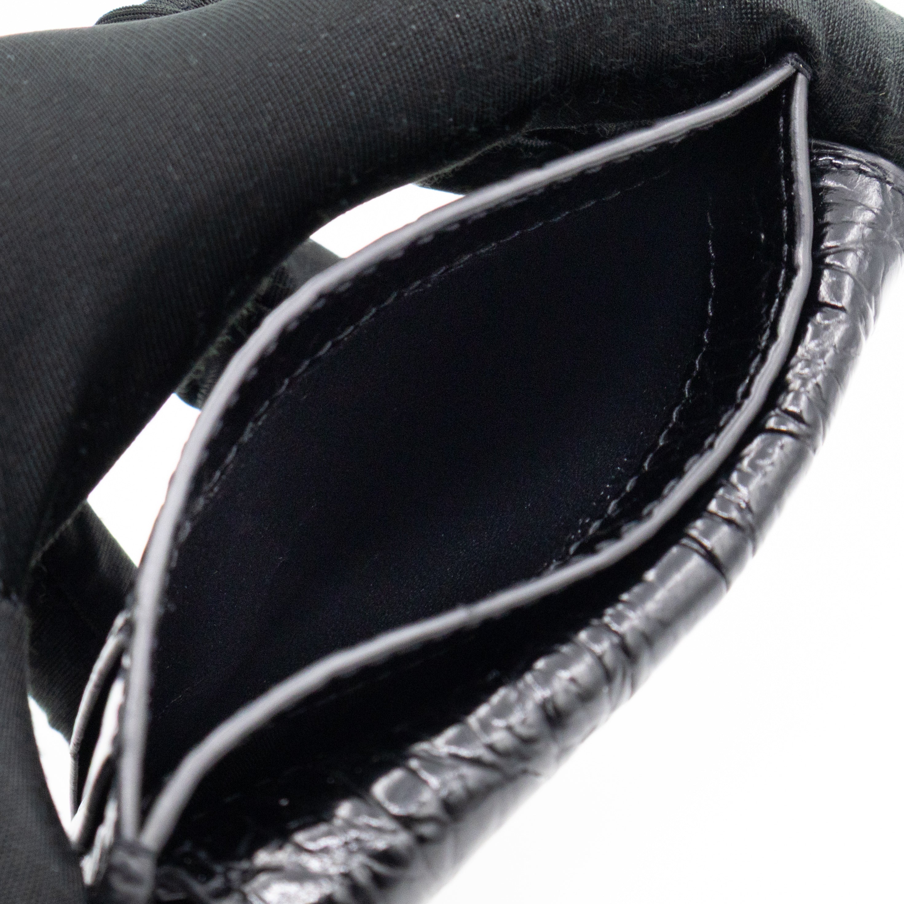 Uptown Flap Card Holder Black Croc Embossed Leather