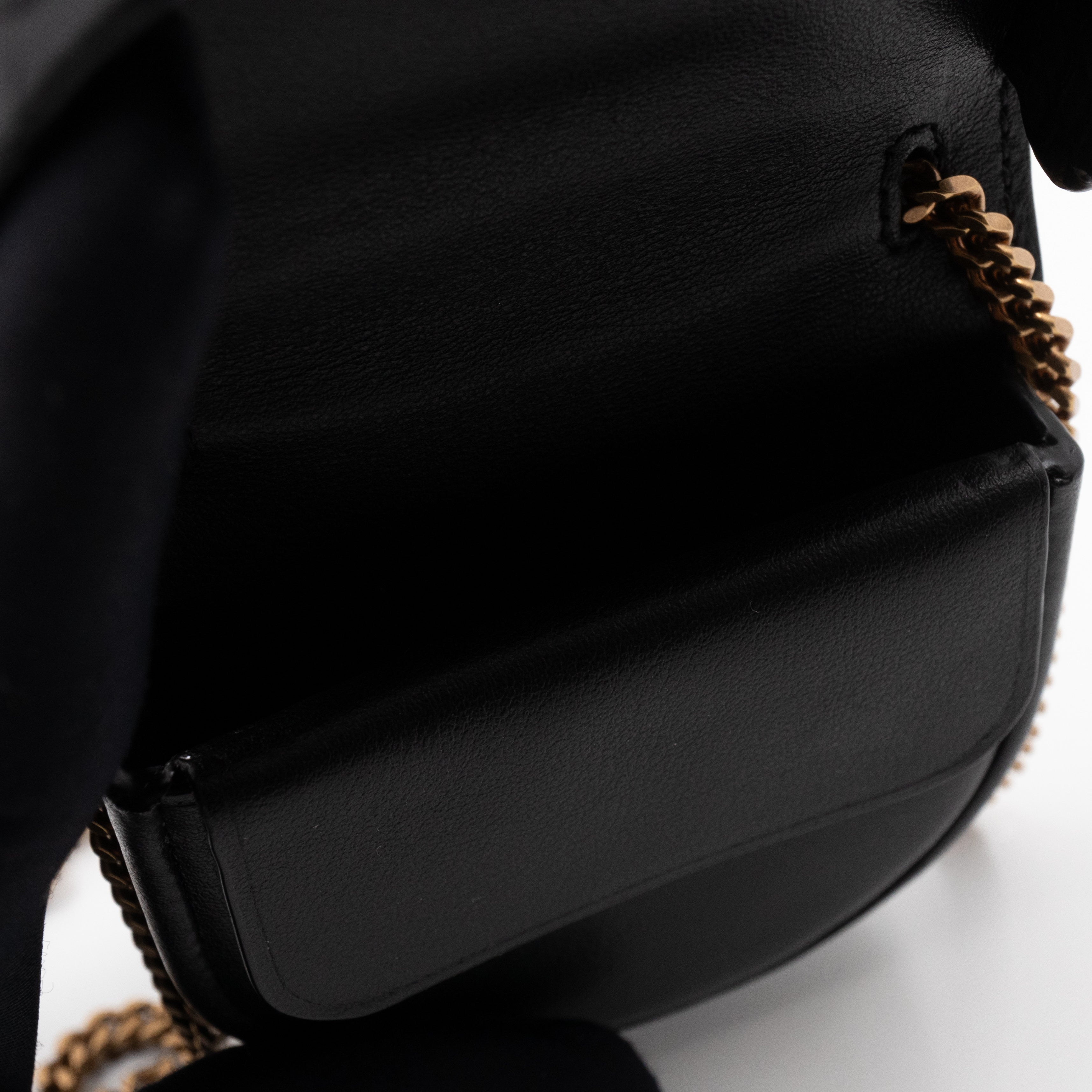 Le K Baby Chain Crossbody Bag Crocodile Embossed Leather