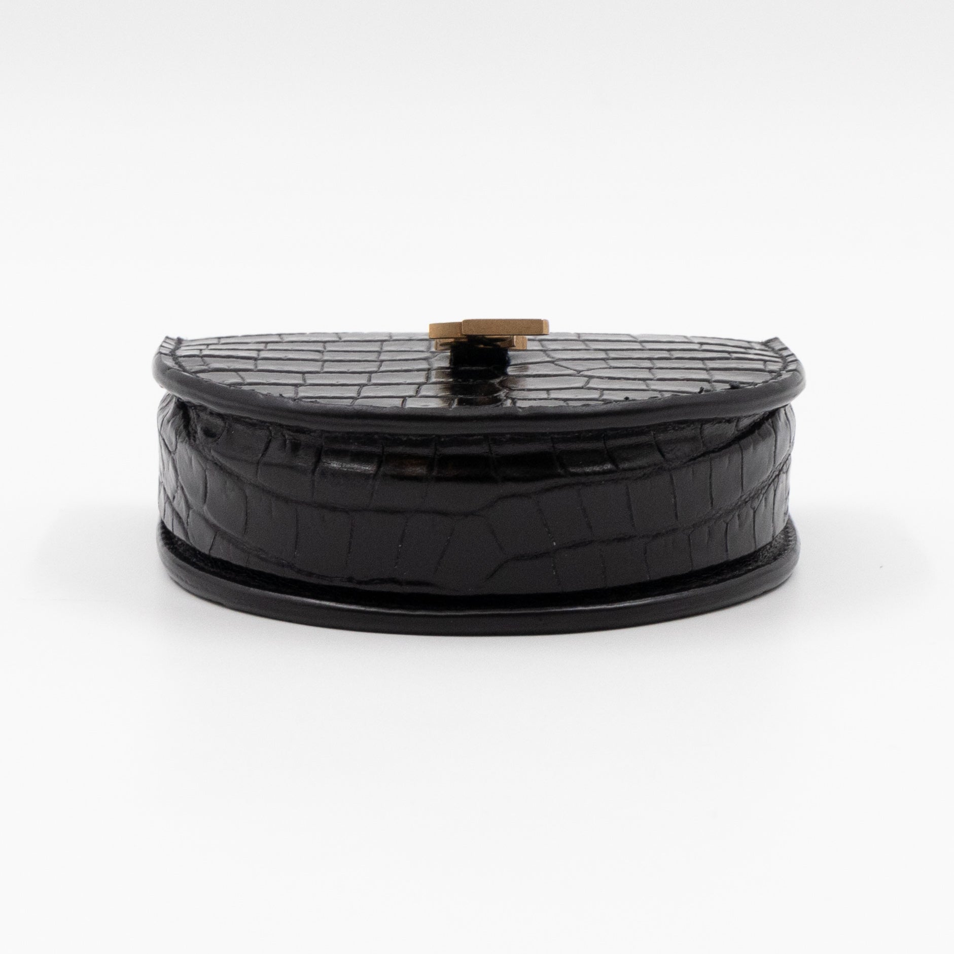 Le K Baby Chain Crossbody Bag Crocodile Embossed Leather