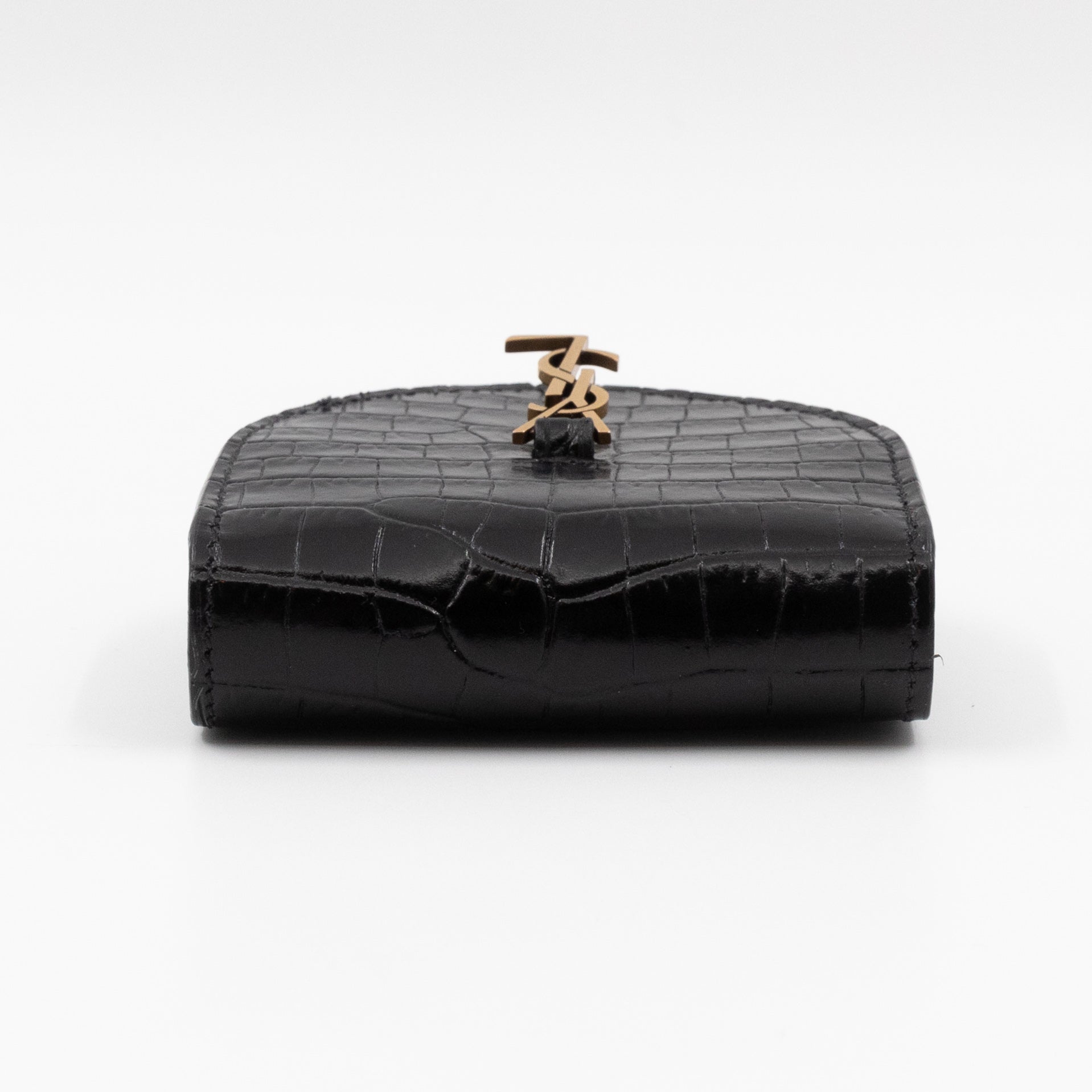 Le K Baby Chain Crossbody Bag Crocodile Embossed Leather