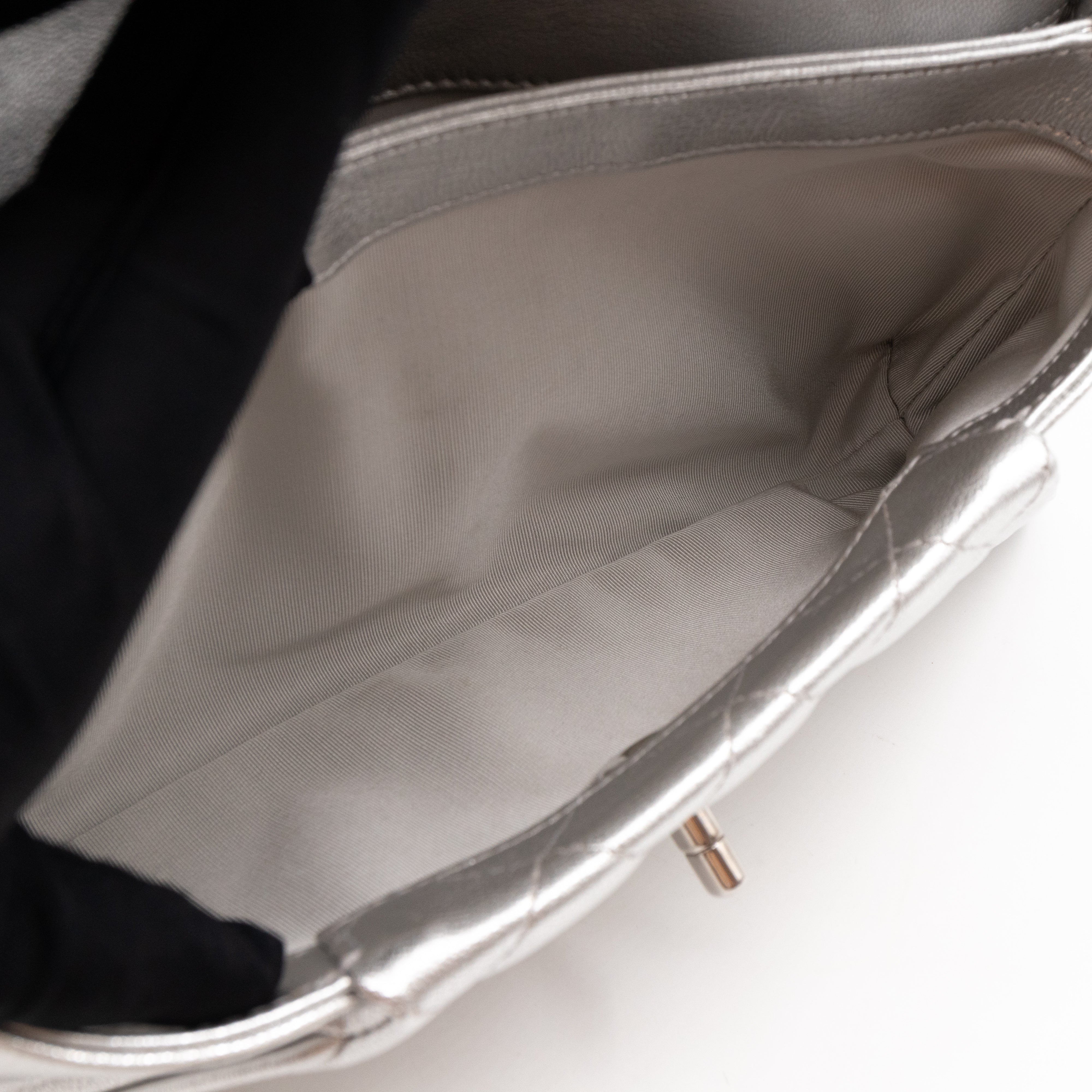 Fold Up Again Clutch Silver Metallic Leather