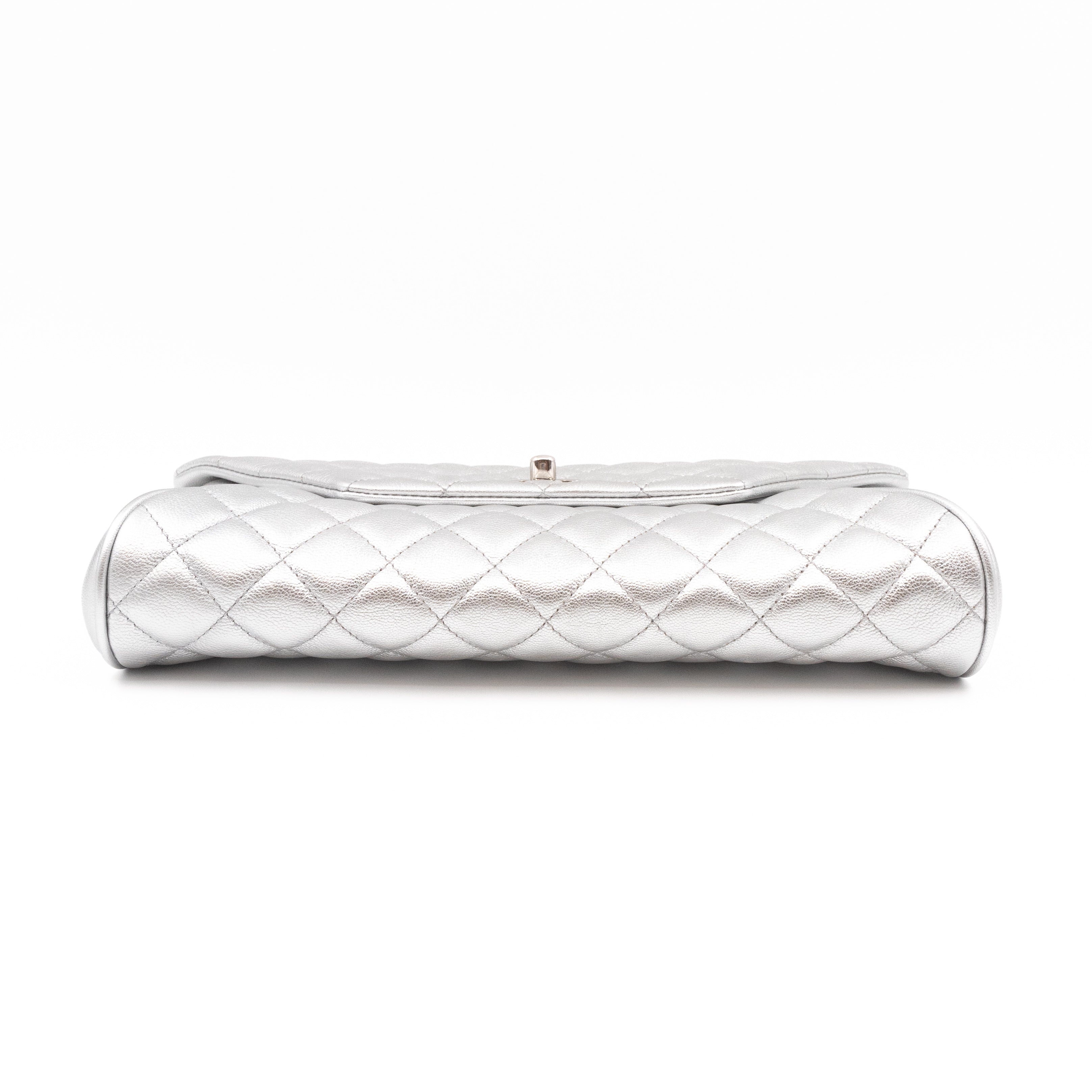 Fold Up Again Clutch Silver Metallic Leather