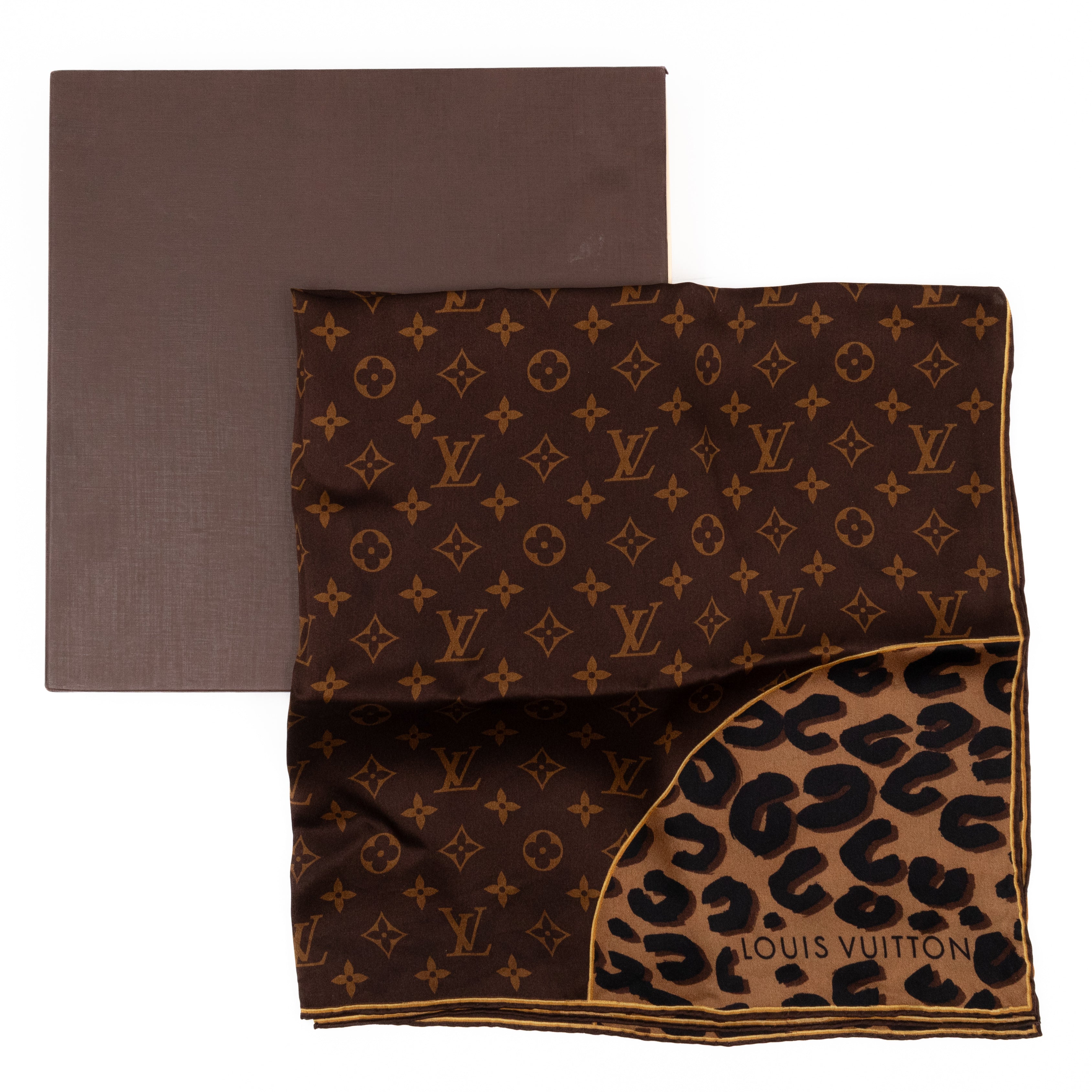 Leopard Monogram Square Silk Scarf 63 cm