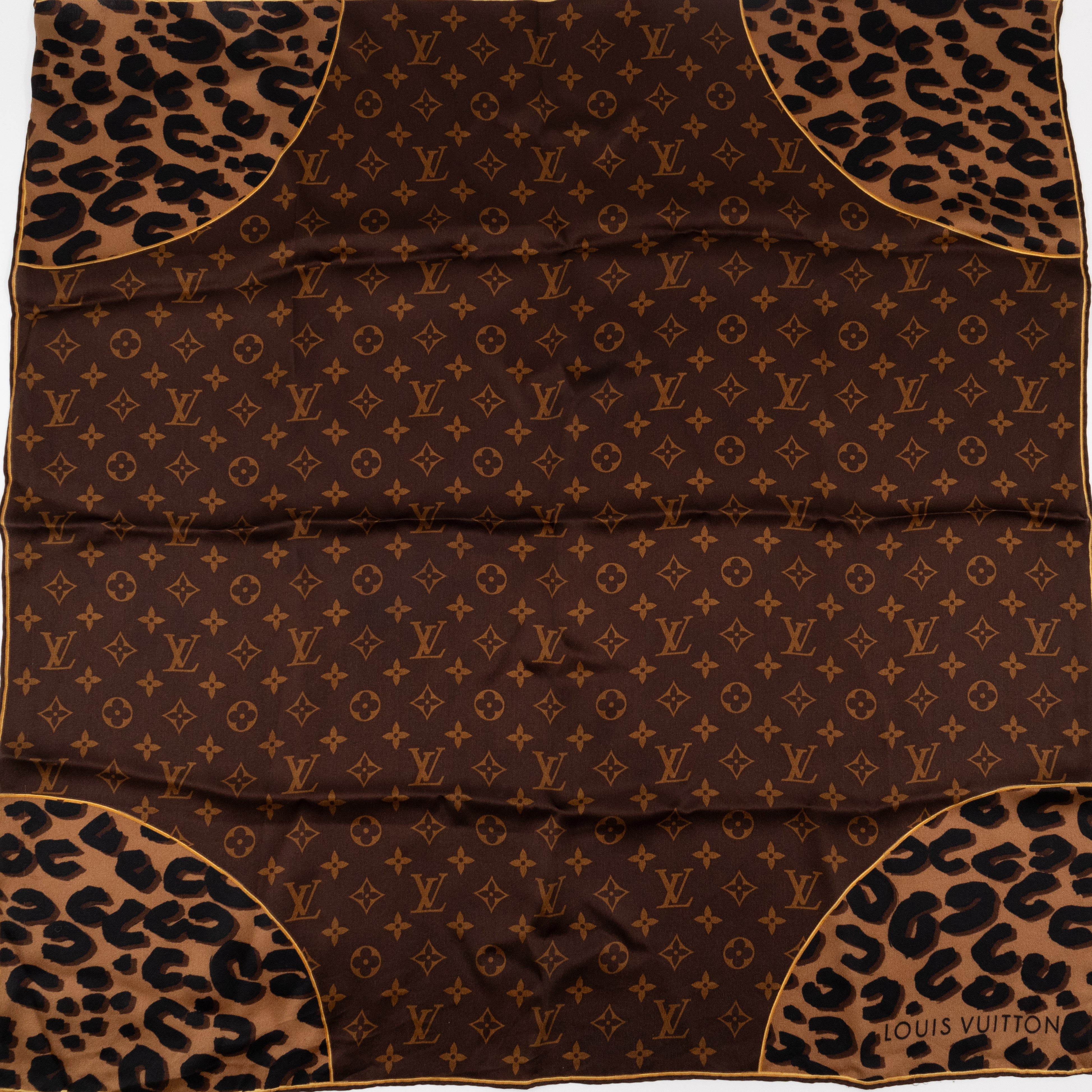 Leopard Monogram Square Silk Scarf 63 cm