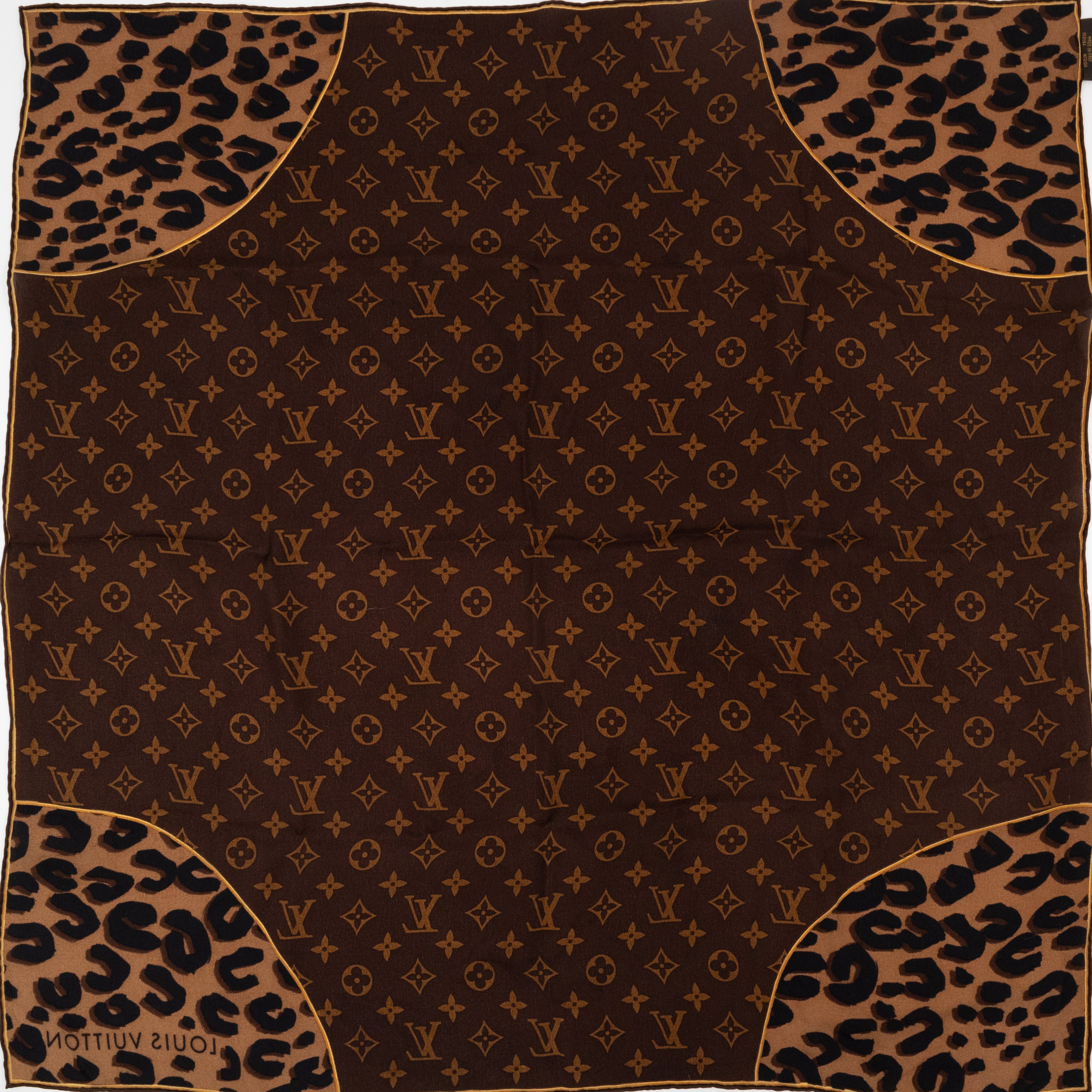 Leopard Monogram Square Silk Scarf 63 cm