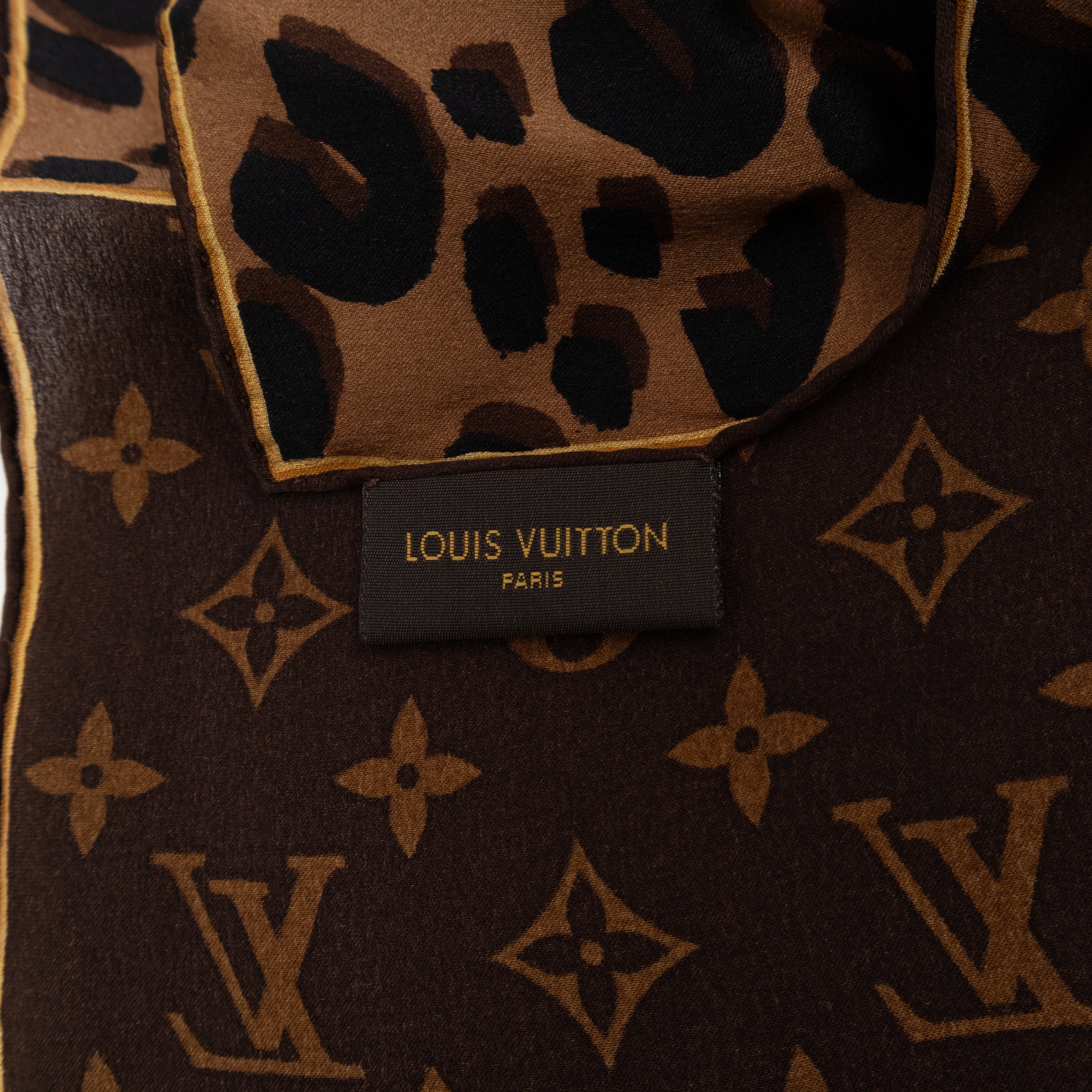 Leopard Monogram Square Silk Scarf 63 cm