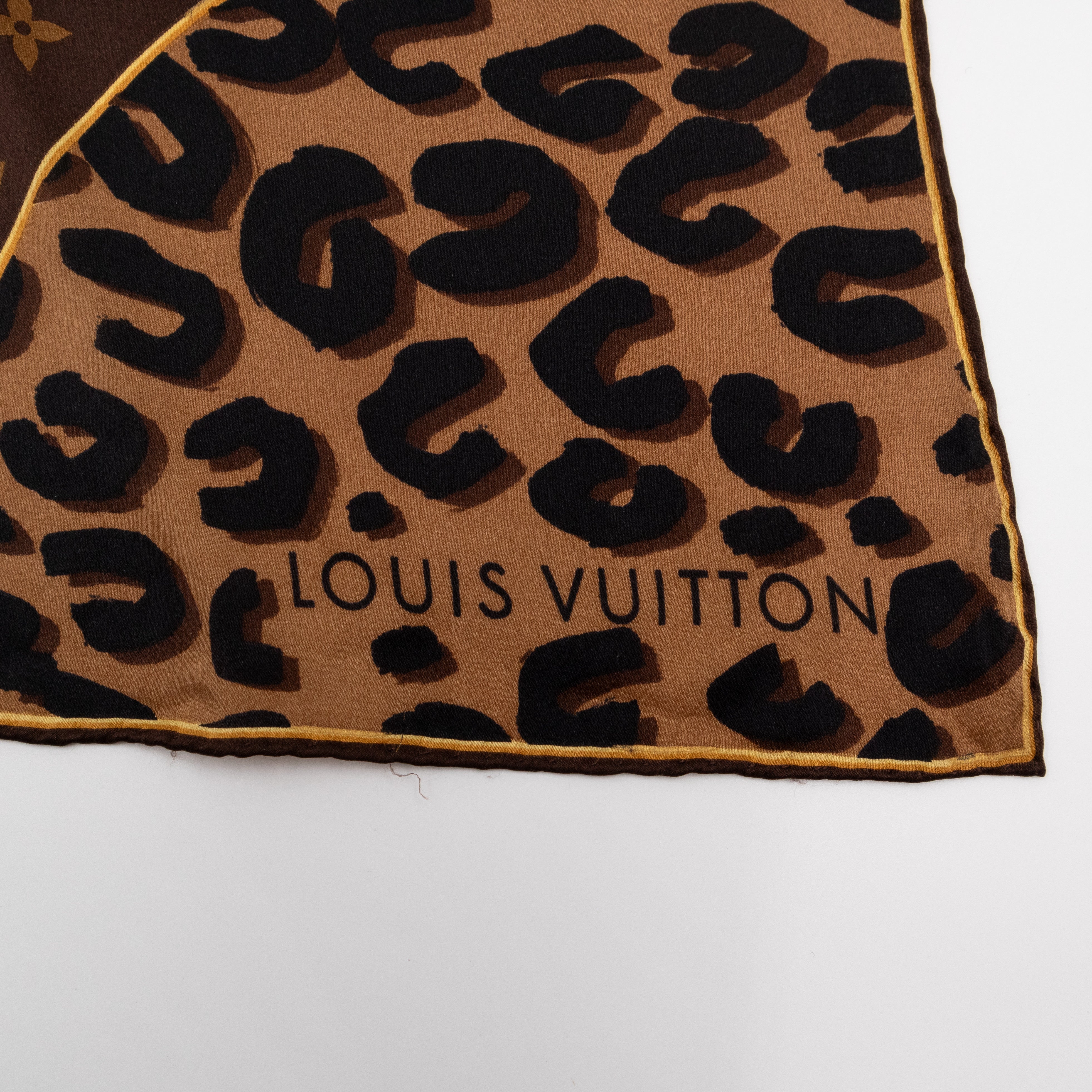 Leopard Monogram Square Silk Scarf 63 cm
