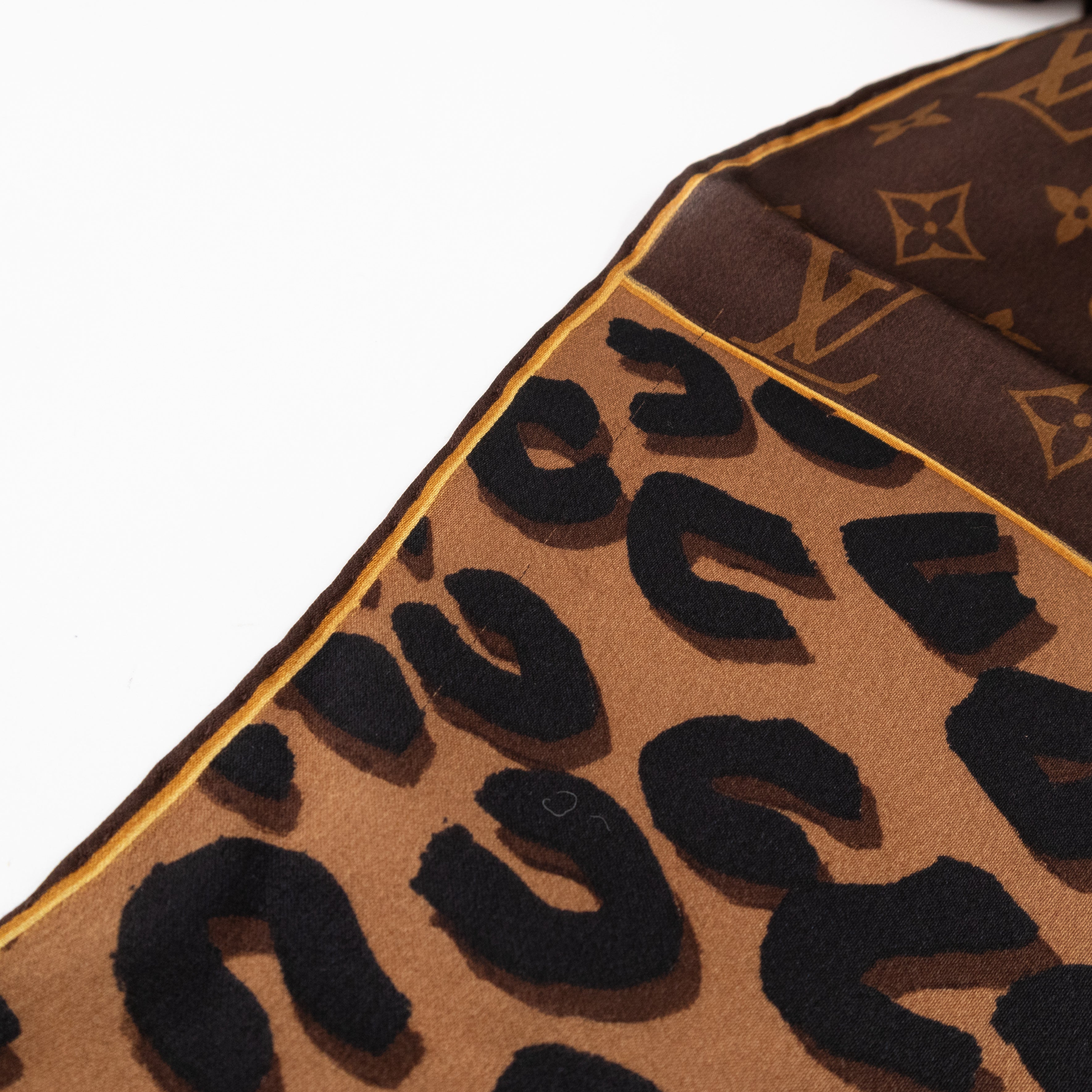 Leopard Monogram Square Silk Scarf 63 cm