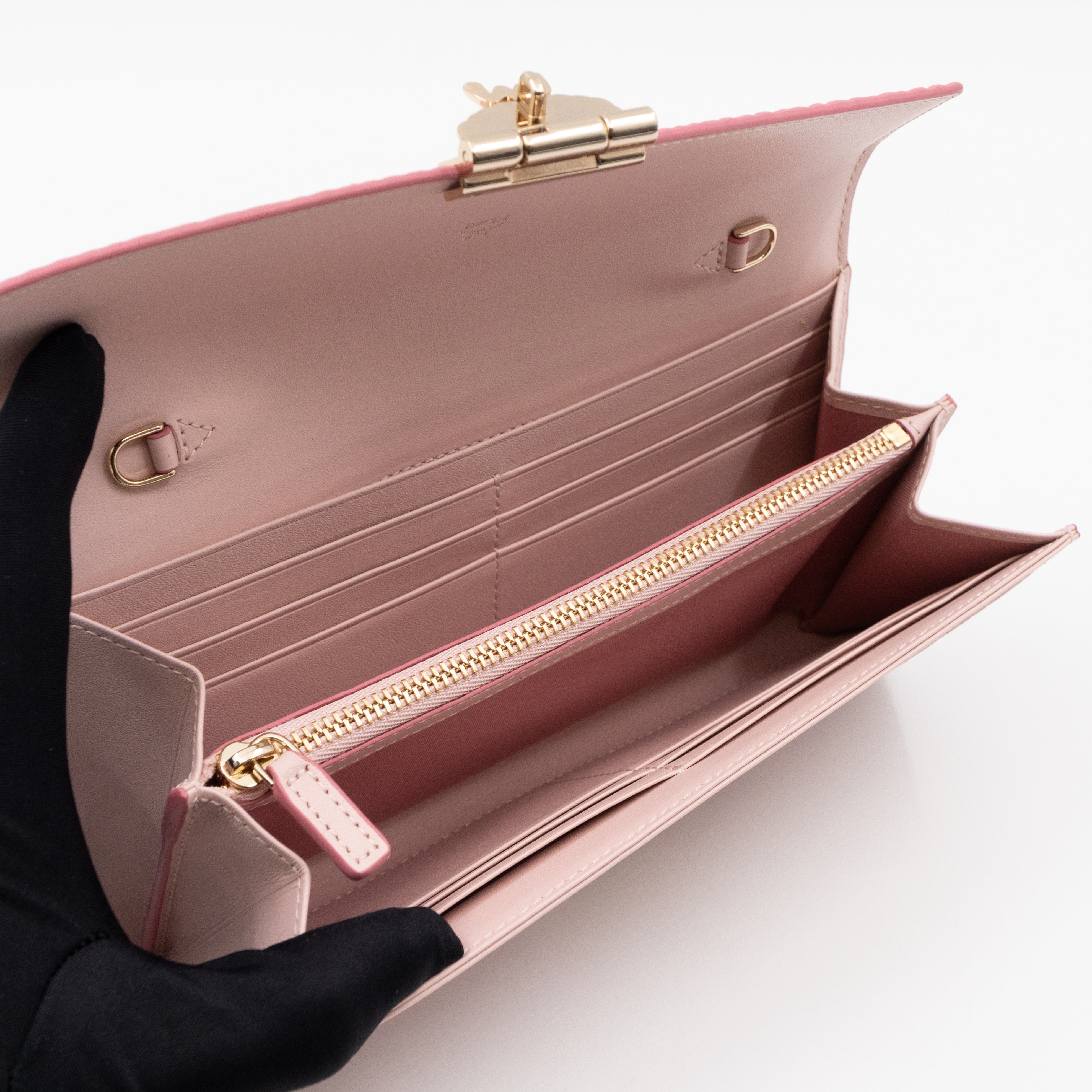 Tracy Chain Wallet Monogram Pink Leather