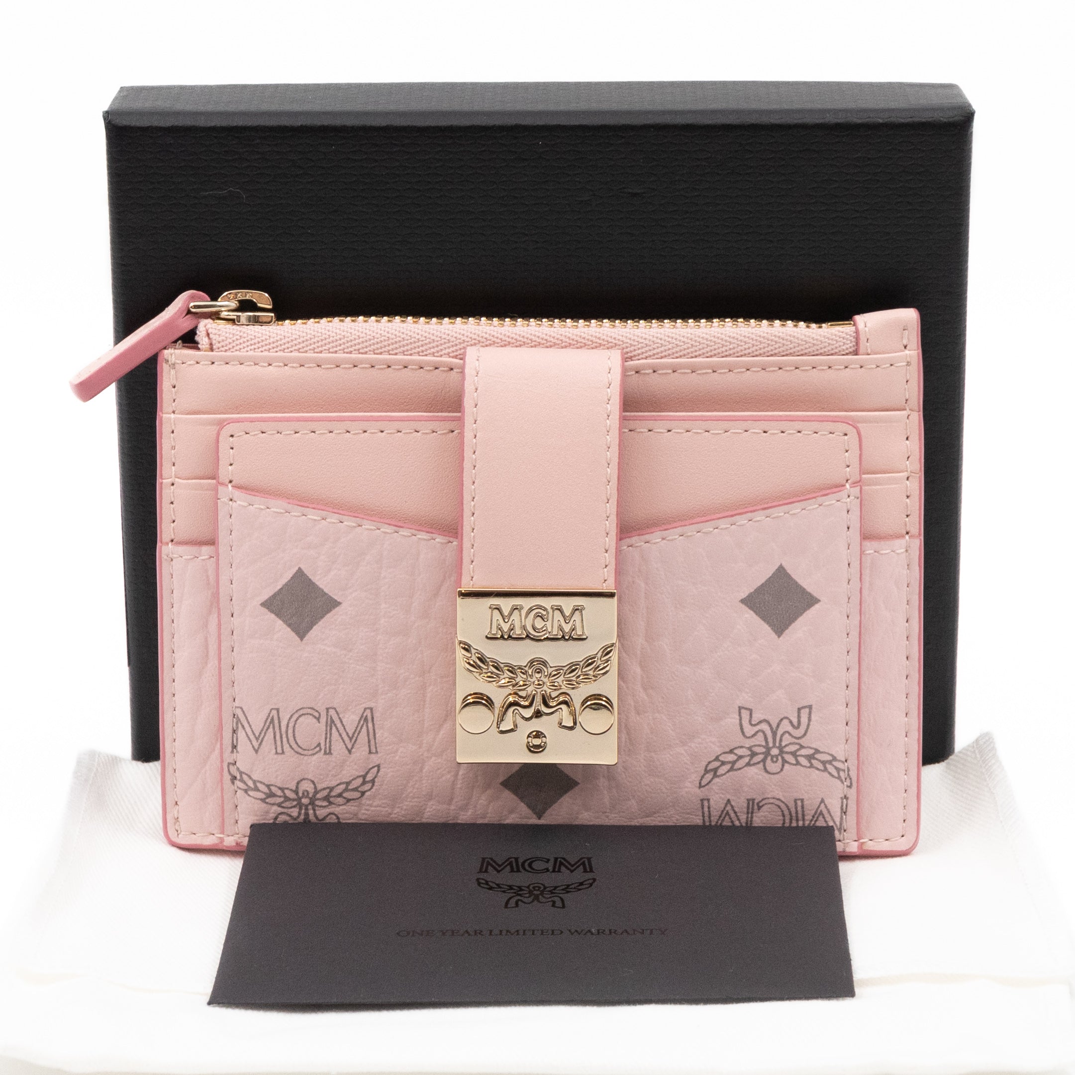 Mini Tracy Zip Card Case Monogram Pink Leather