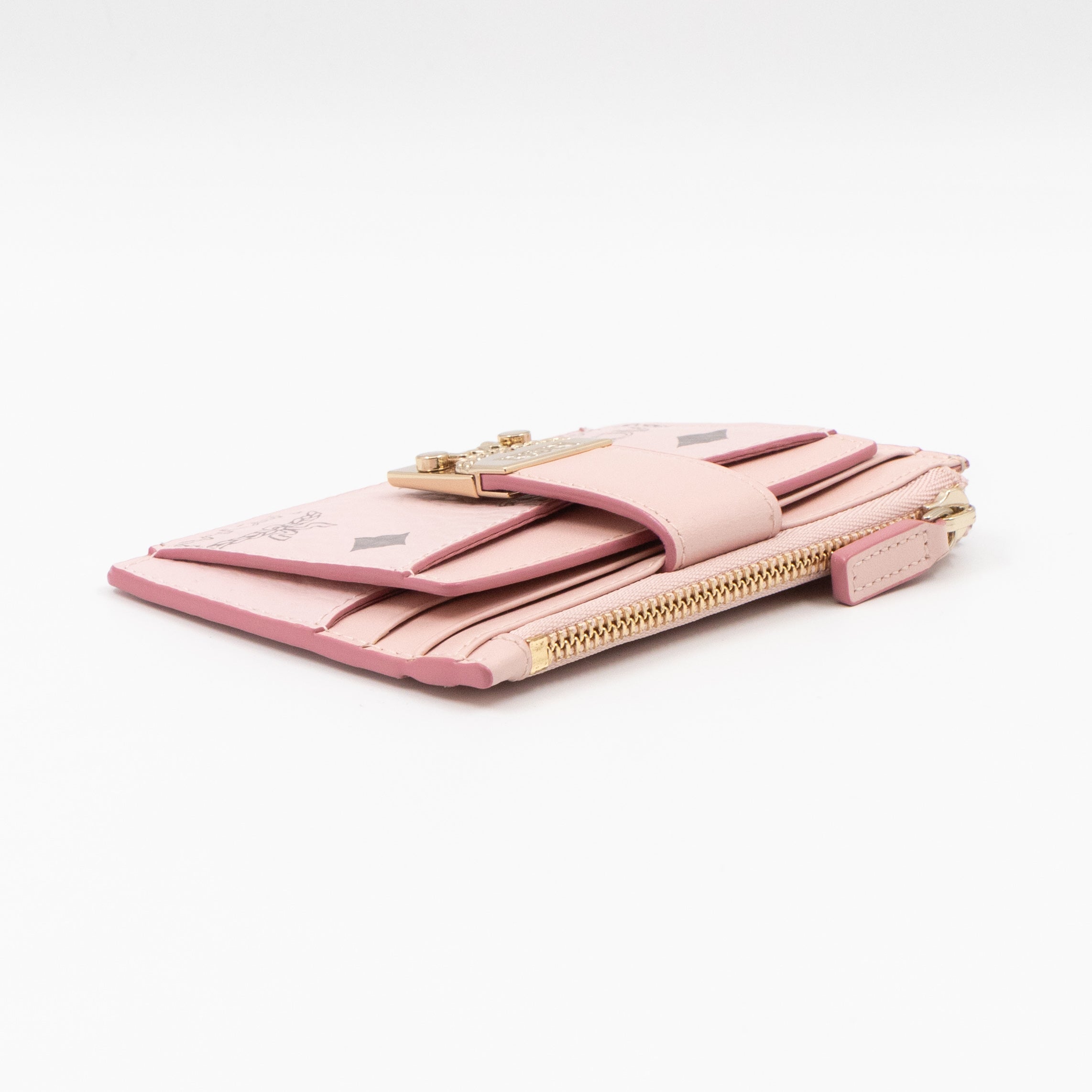 Mini Tracy Zip Card Case Monogram Pink Leather