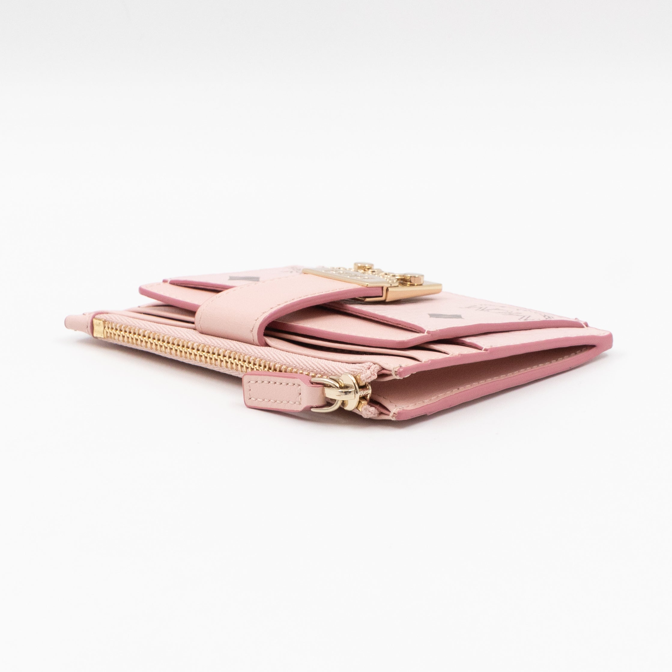 Mini Tracy Zip Card Case Monogram Pink Leather