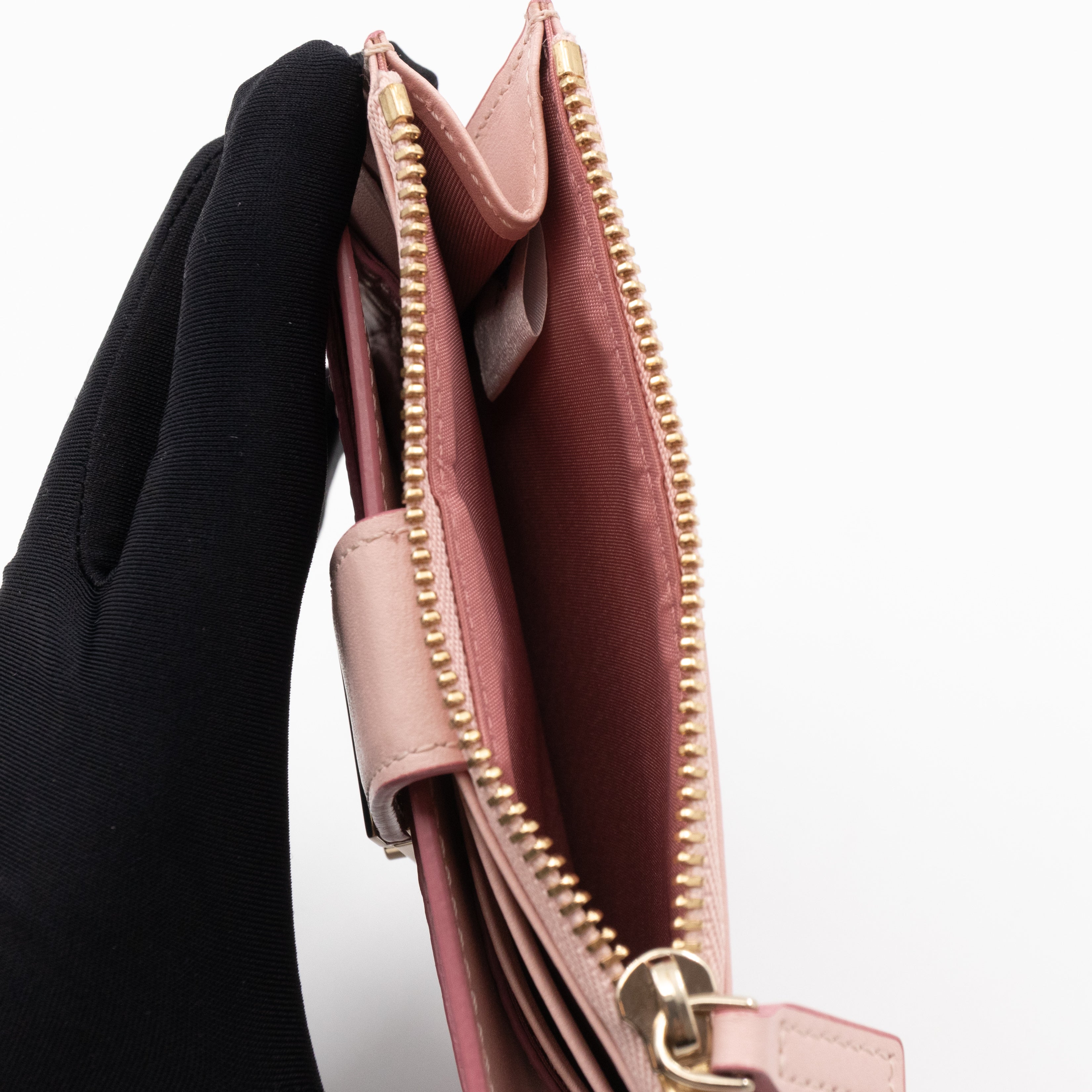 Mini Tracy Zip Card Case Monogram Pink Leather