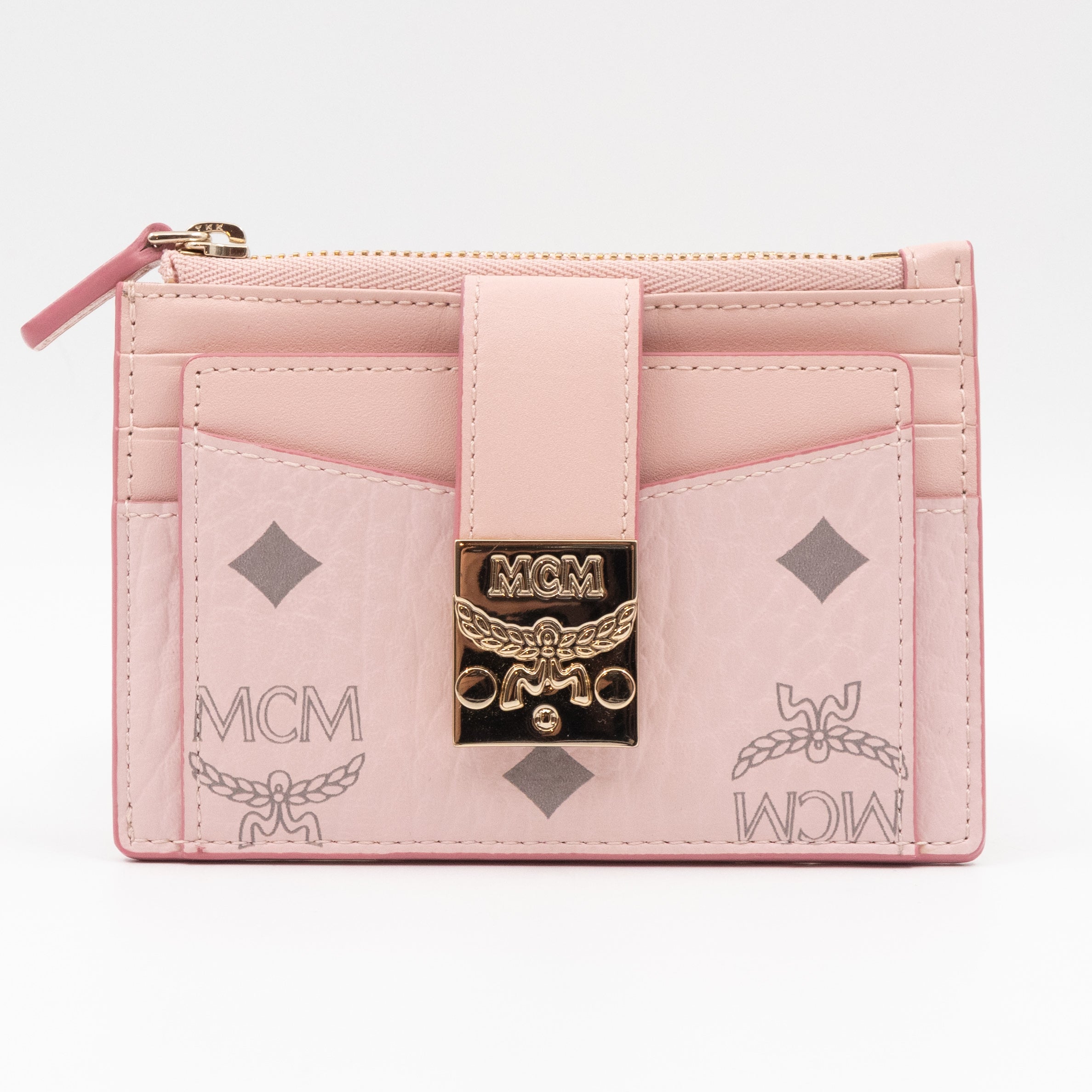 Mini Tracy Zip Card Case Monogram Pink Leather