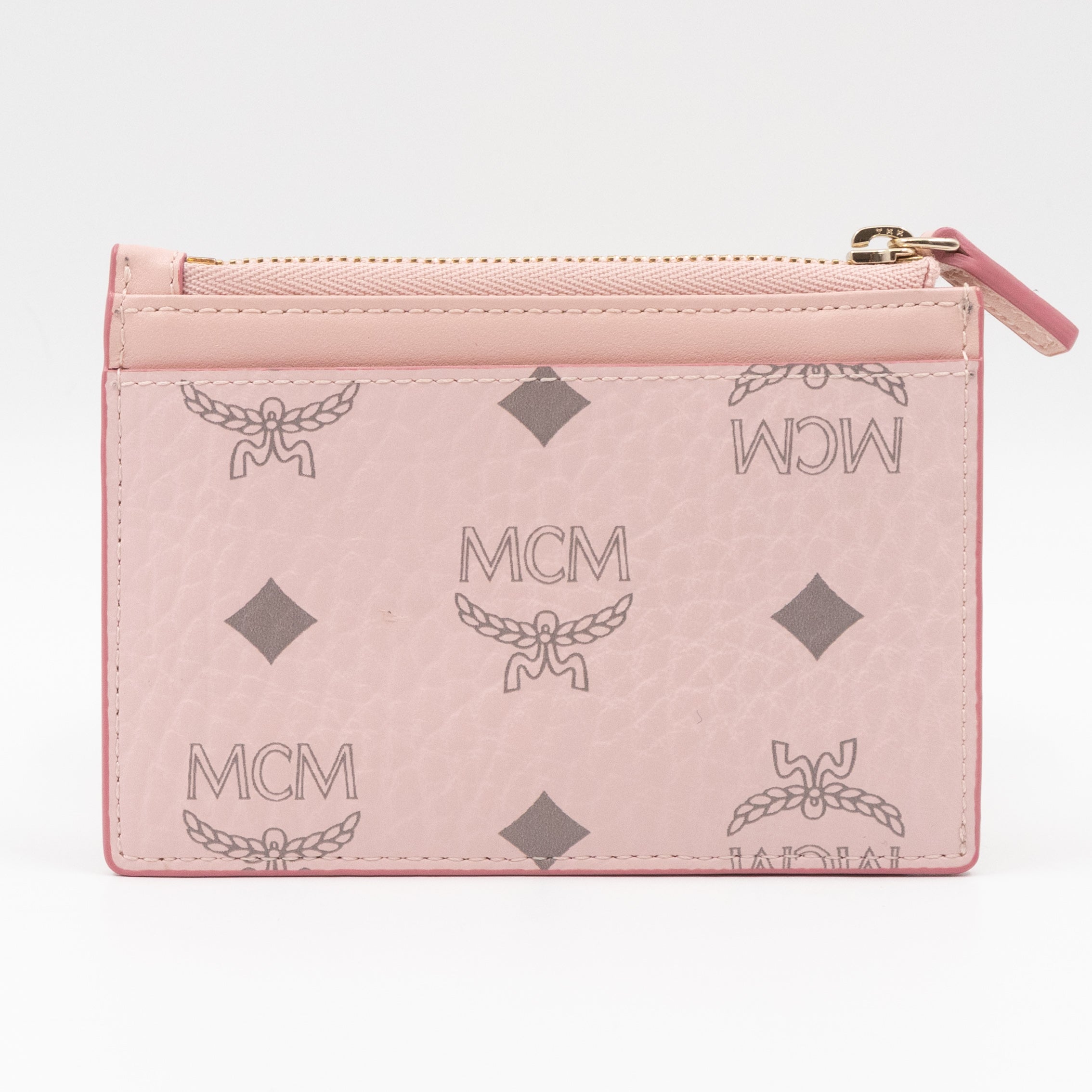 Mini Tracy Zip Card Case Monogram Pink Leather