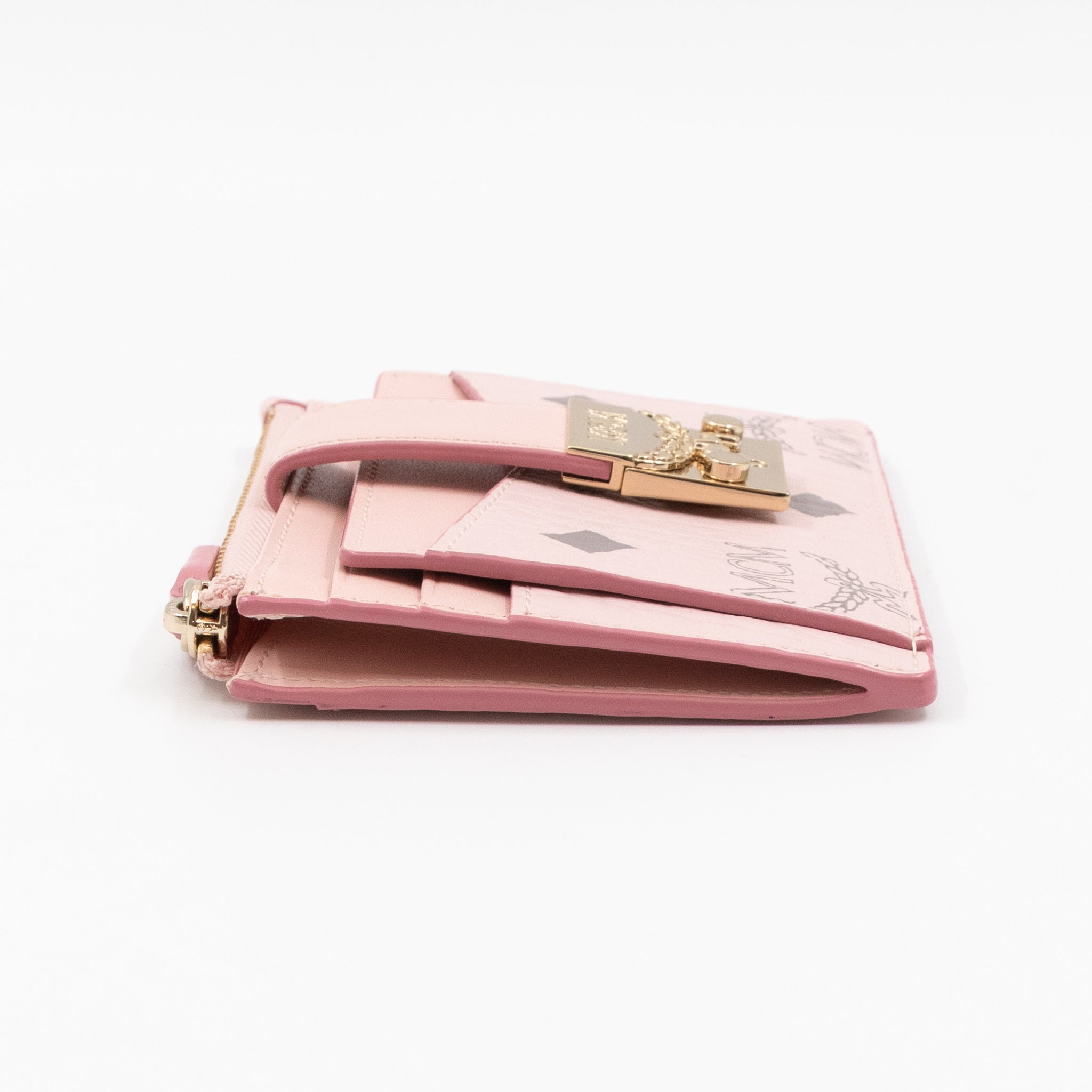 Mini Tracy Zip Card Case Monogram Pink Leather