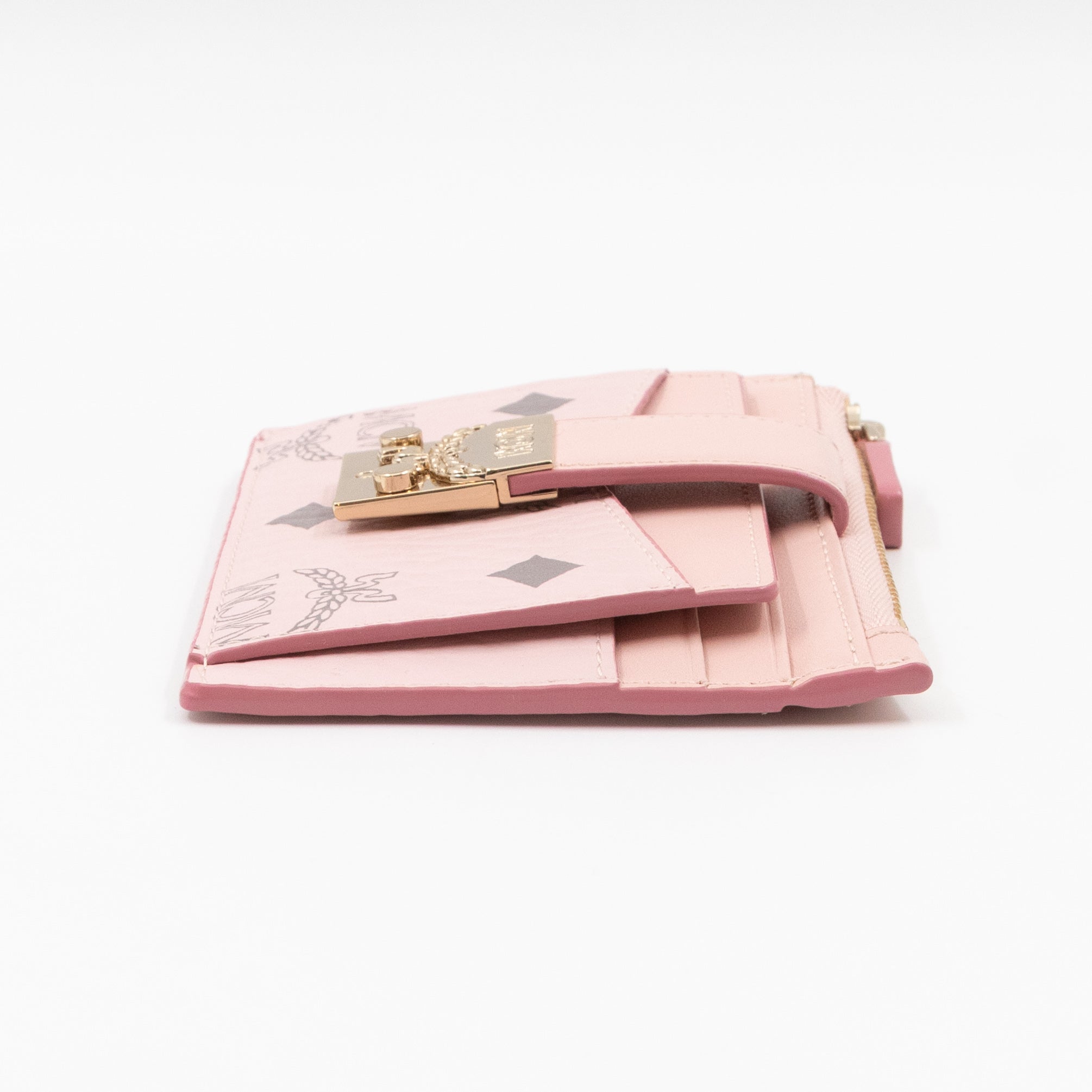 Mini Tracy Zip Card Case Monogram Pink Leather