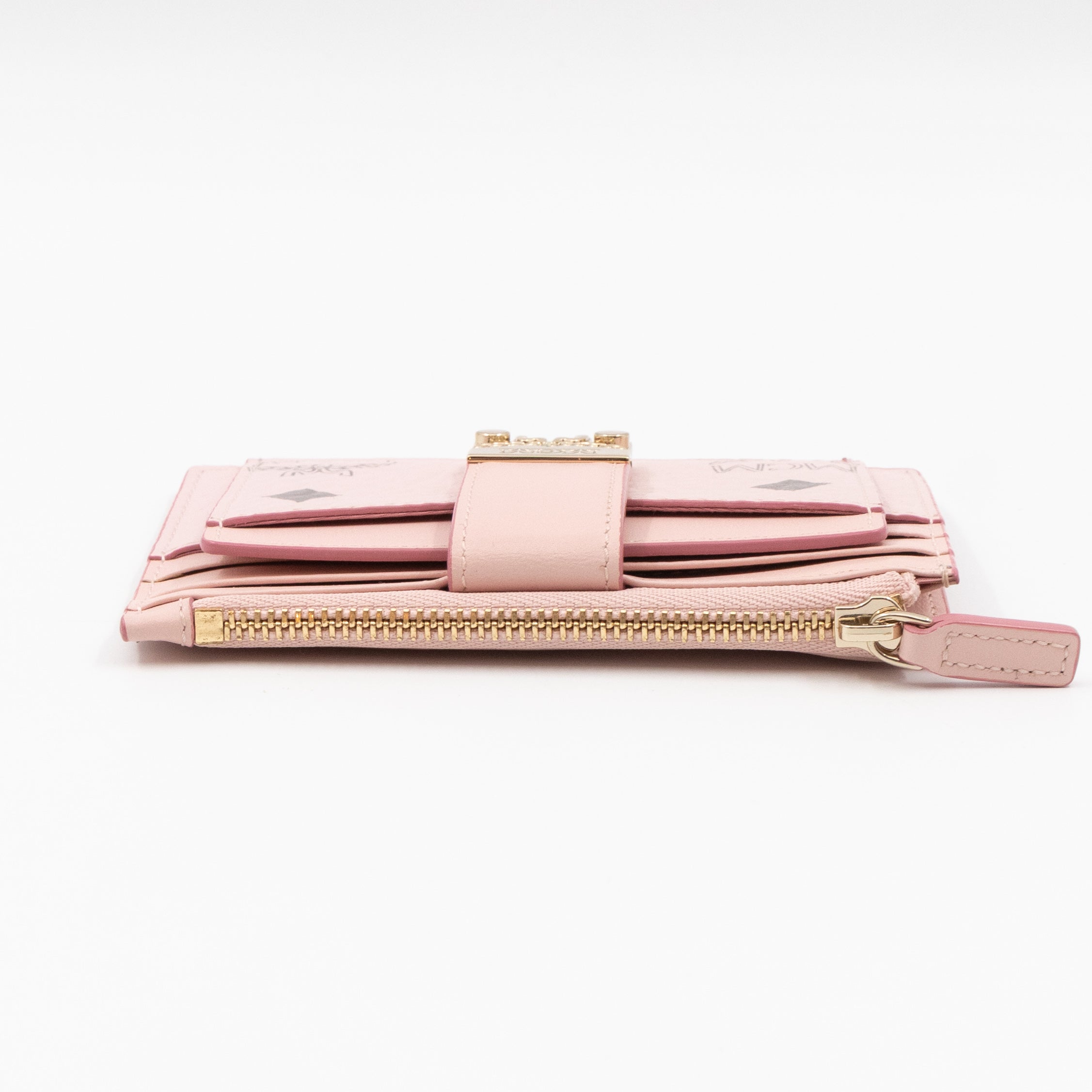 Mini Tracy Zip Card Case Monogram Pink Leather