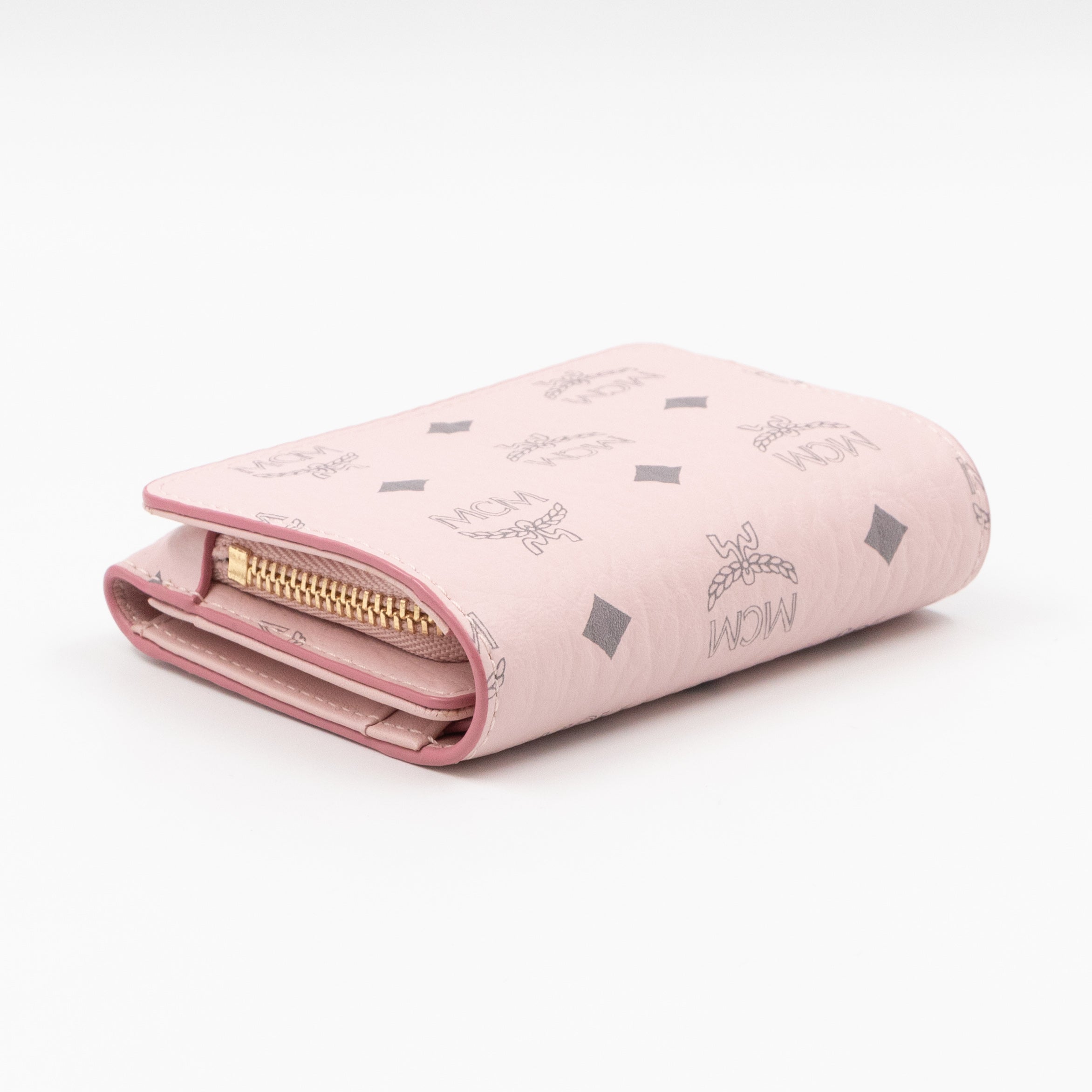 All-Over Card Case Wallet Monogram Pink Leather