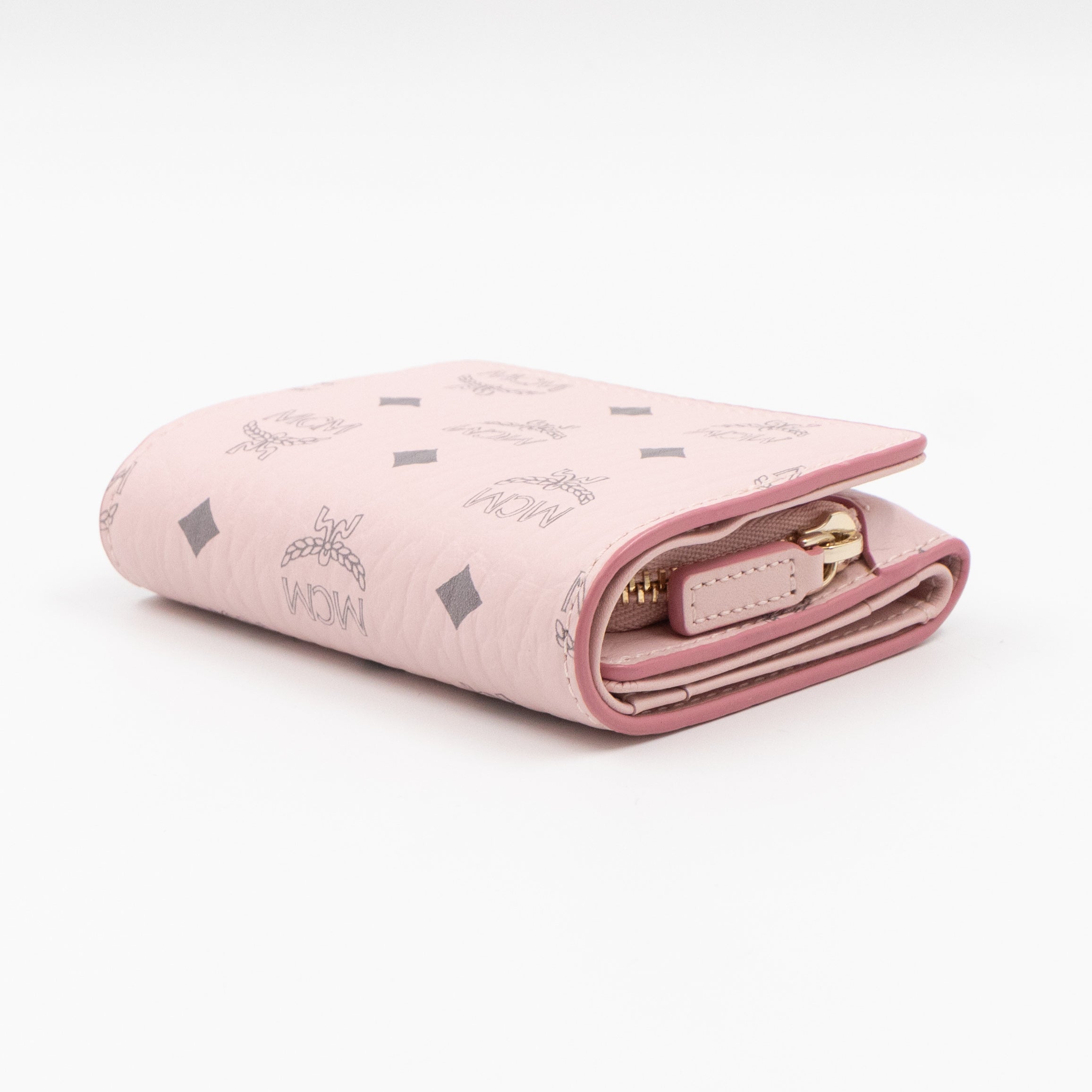 All-Over Card Case Wallet Monogram Pink Leather