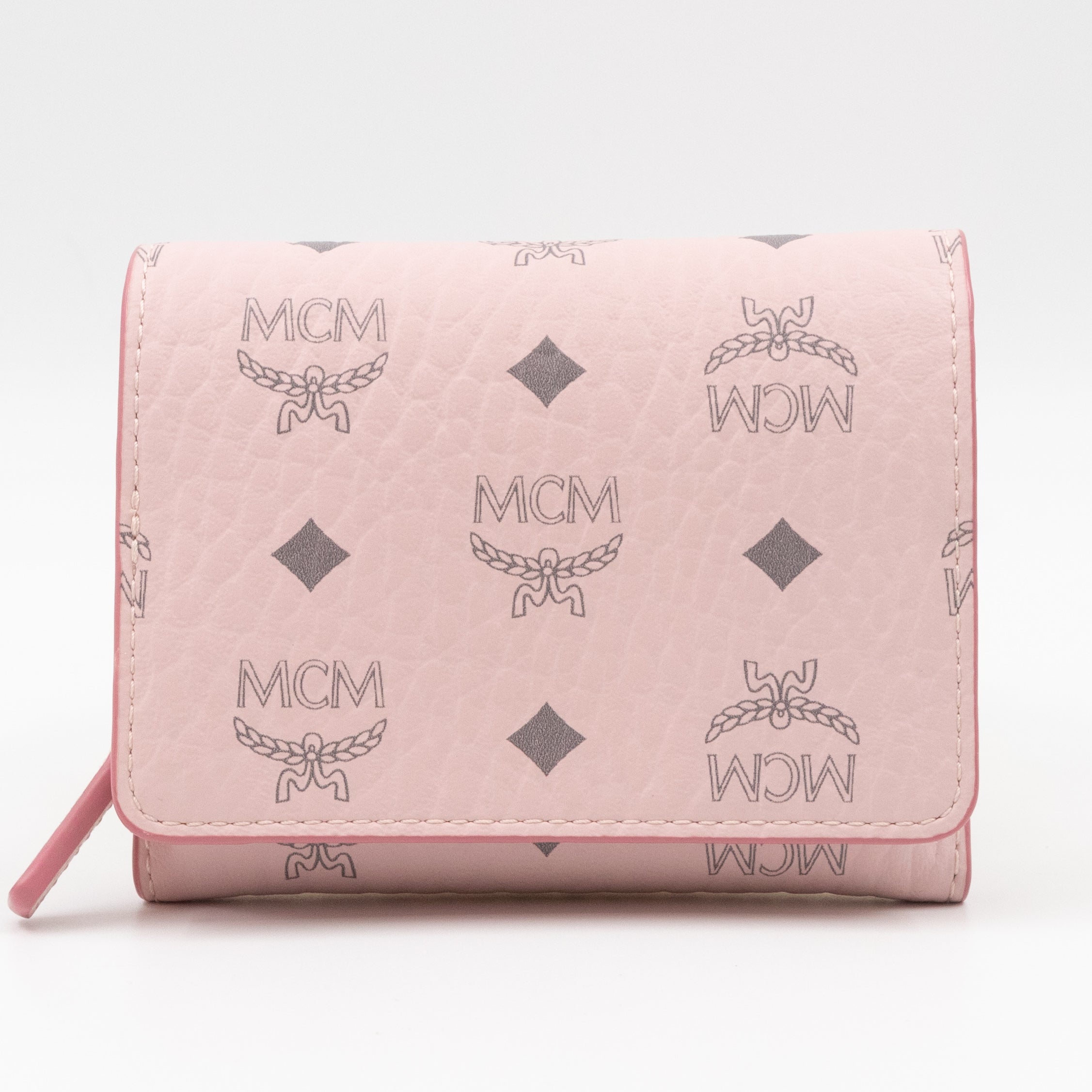 All-Over Card Case Wallet Monogram Pink Leather
