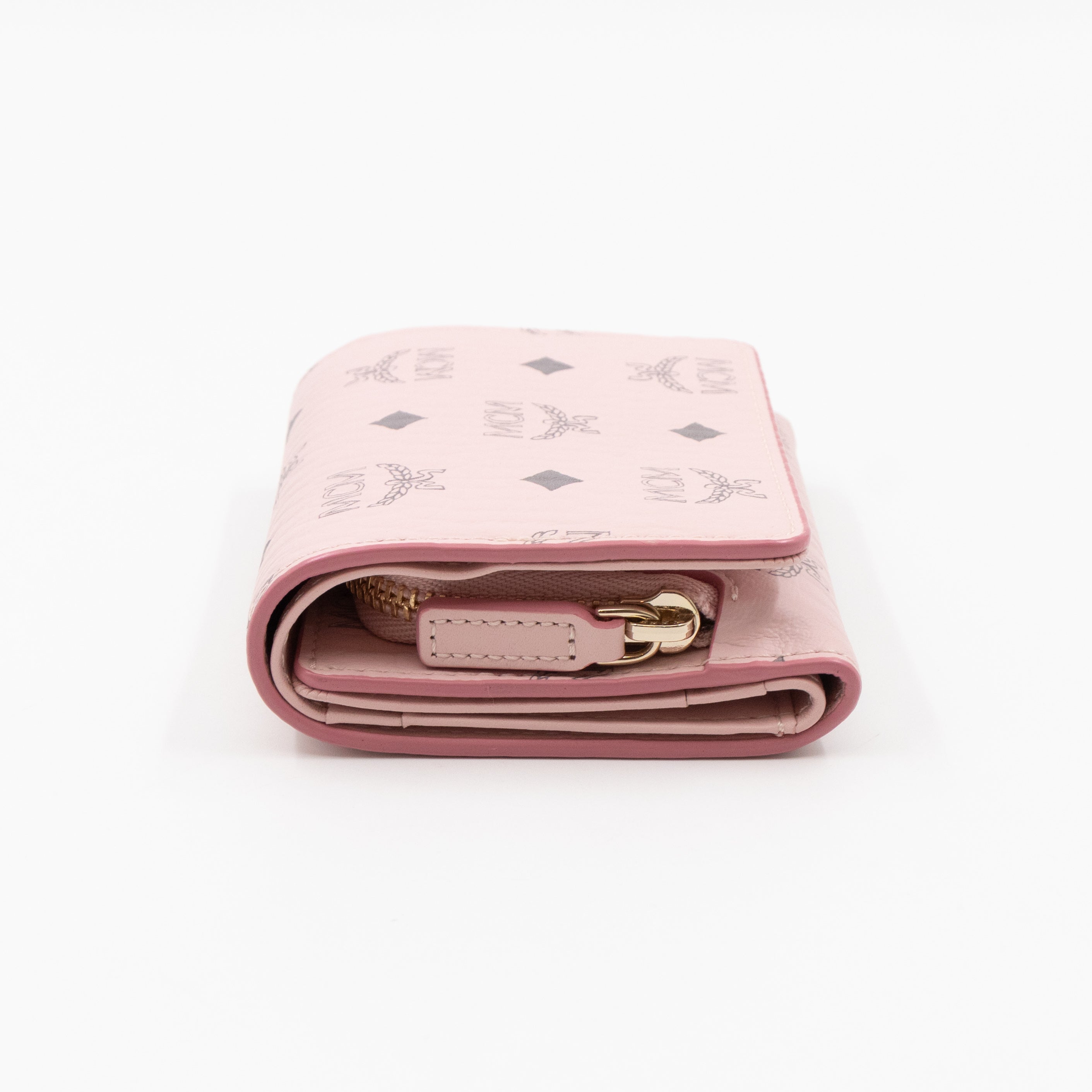 All-Over Card Case Wallet Monogram Pink Leather