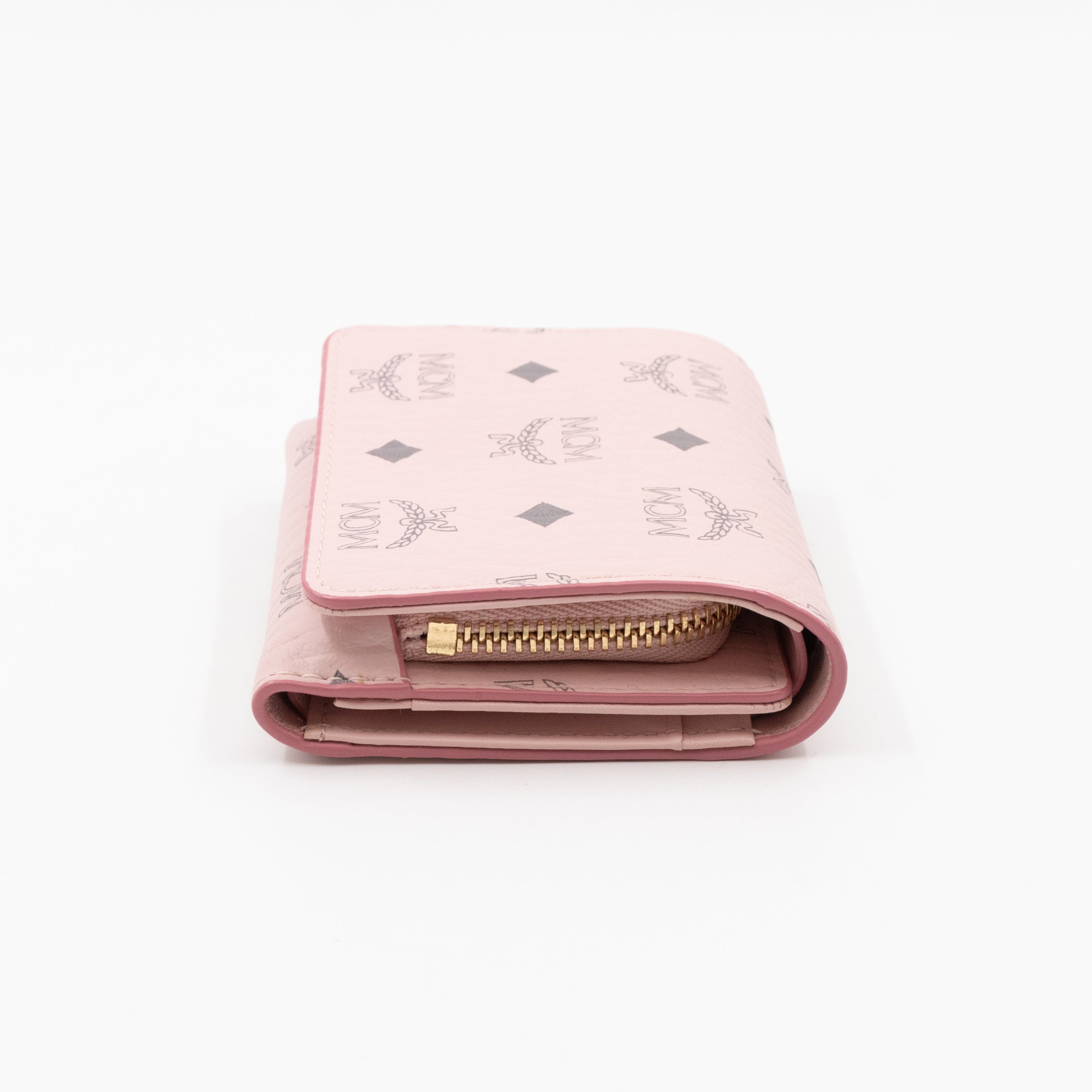All-Over Card Case Wallet Monogram Pink Leather