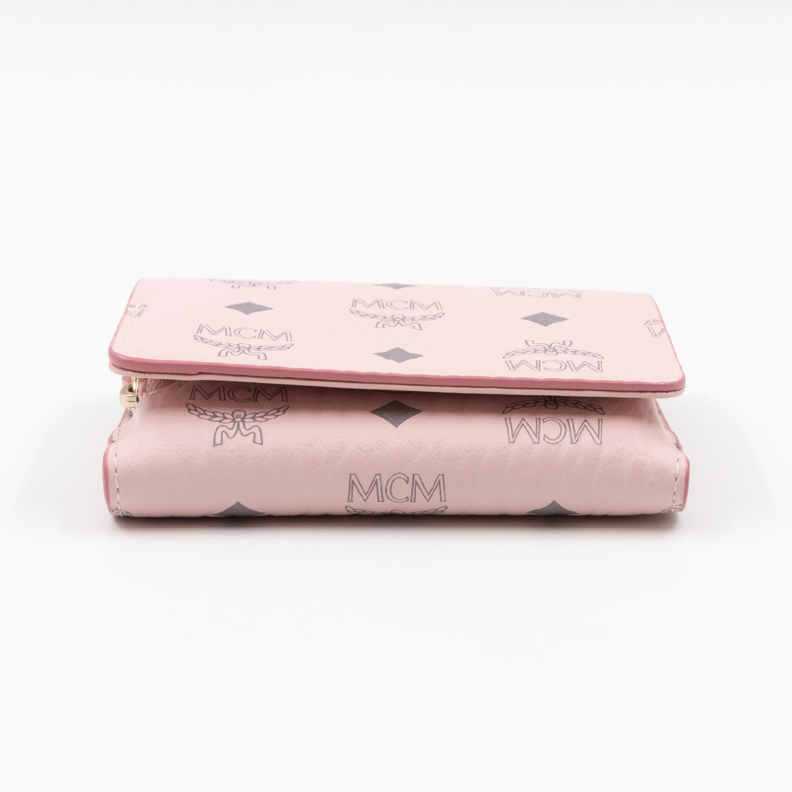 All-Over Card Case Wallet Monogram Pink Leather