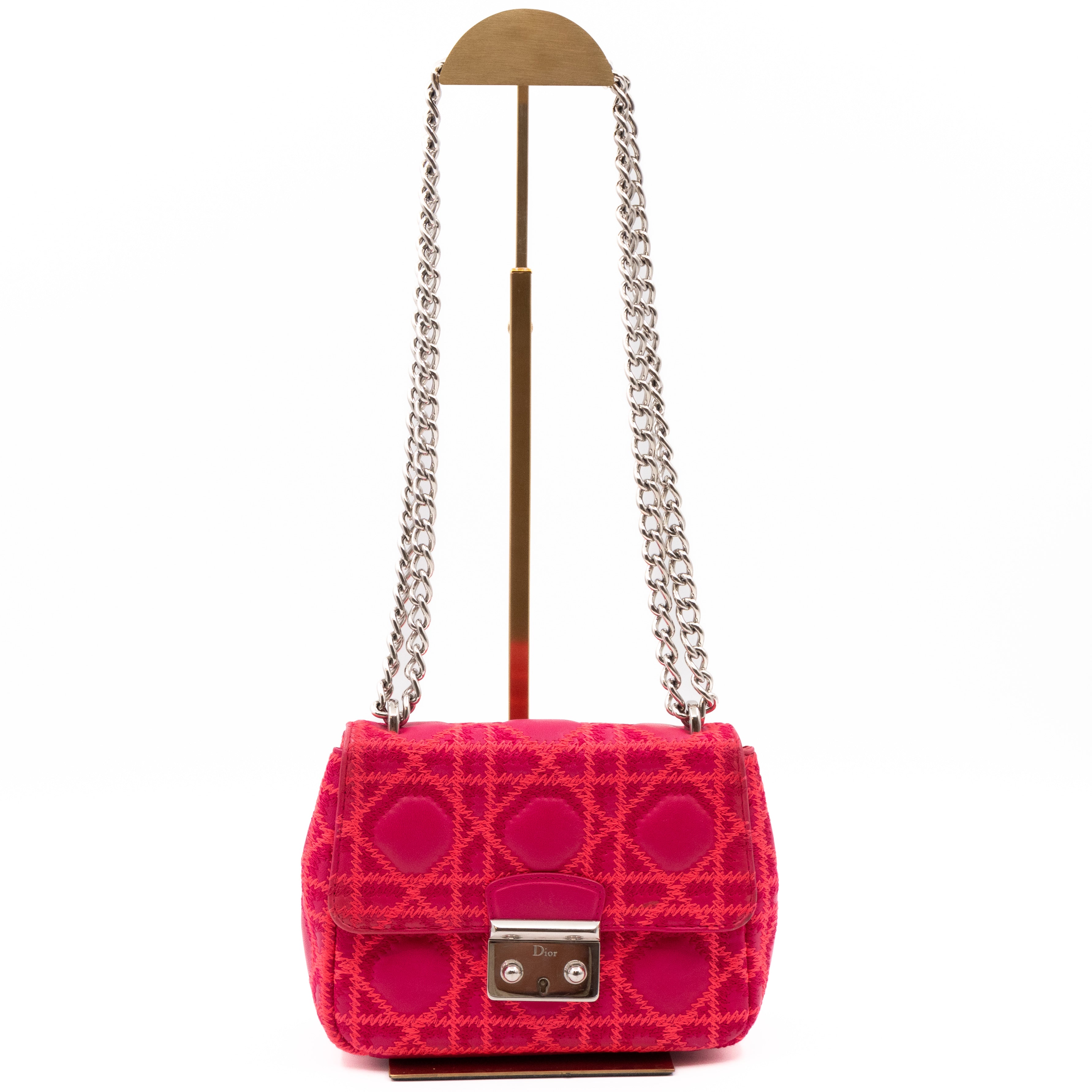 Miss Dior Small Embroidered Pink Leather