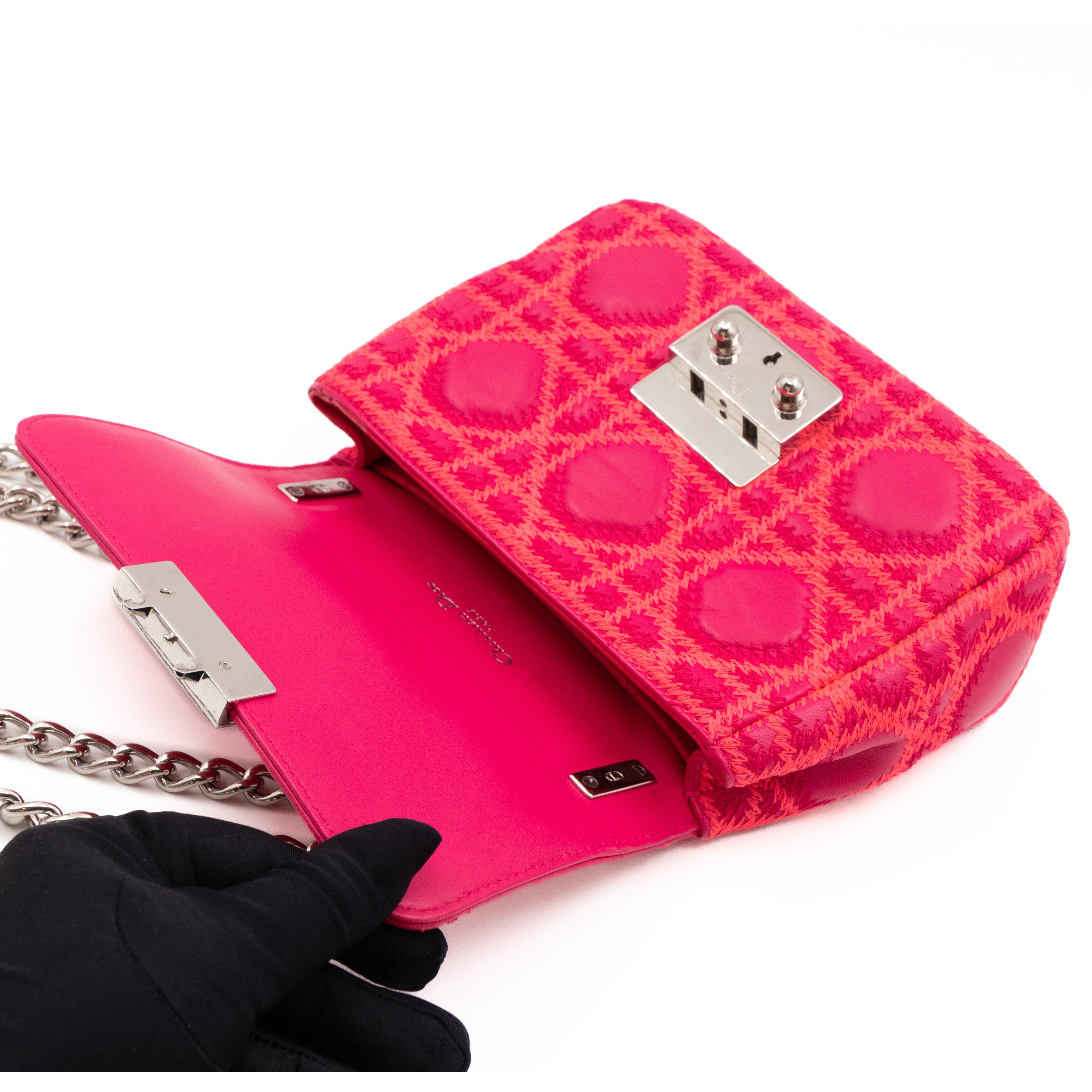 Miss Dior Small Embroidered Pink Leather