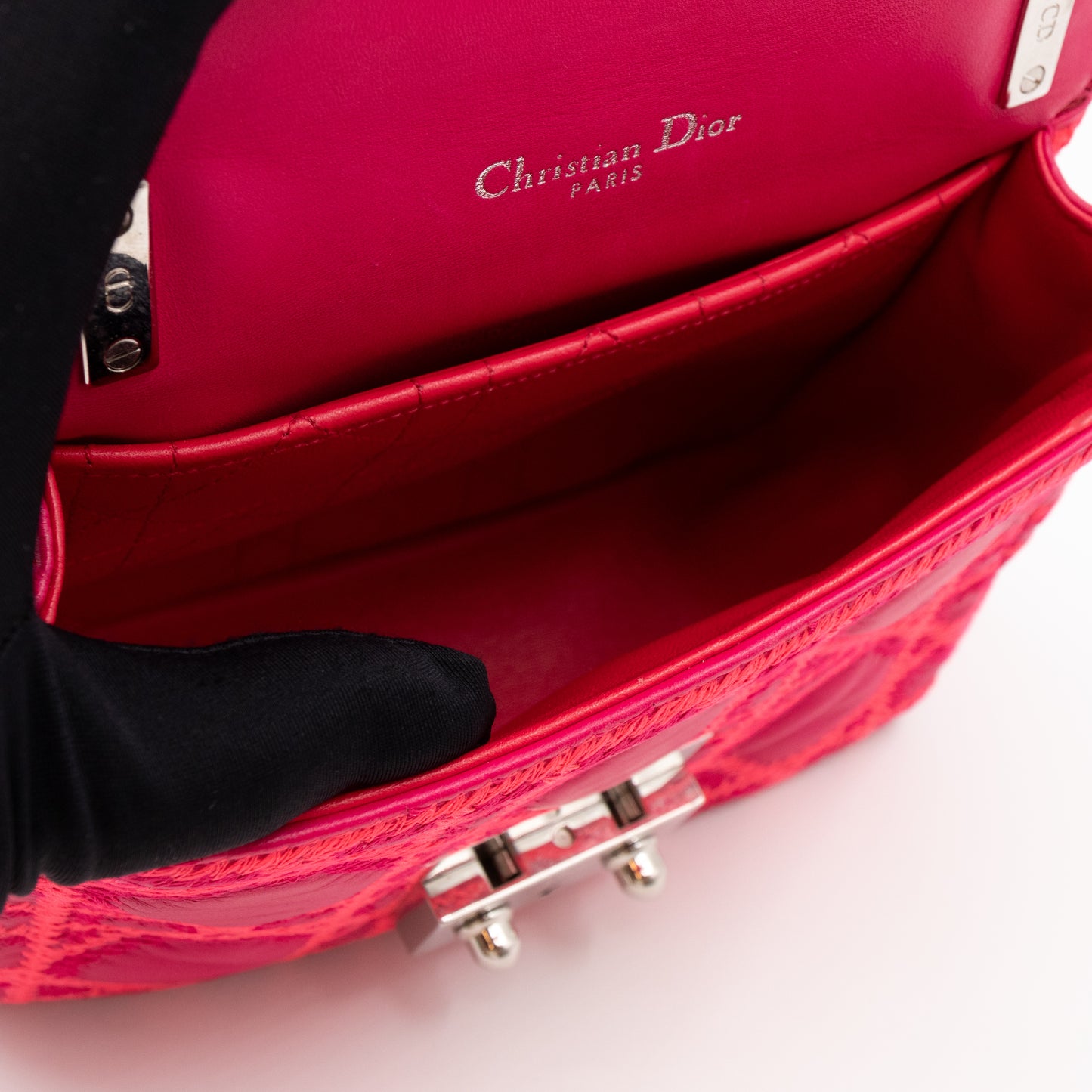 Miss Dior Small Embroidered Pink Leather