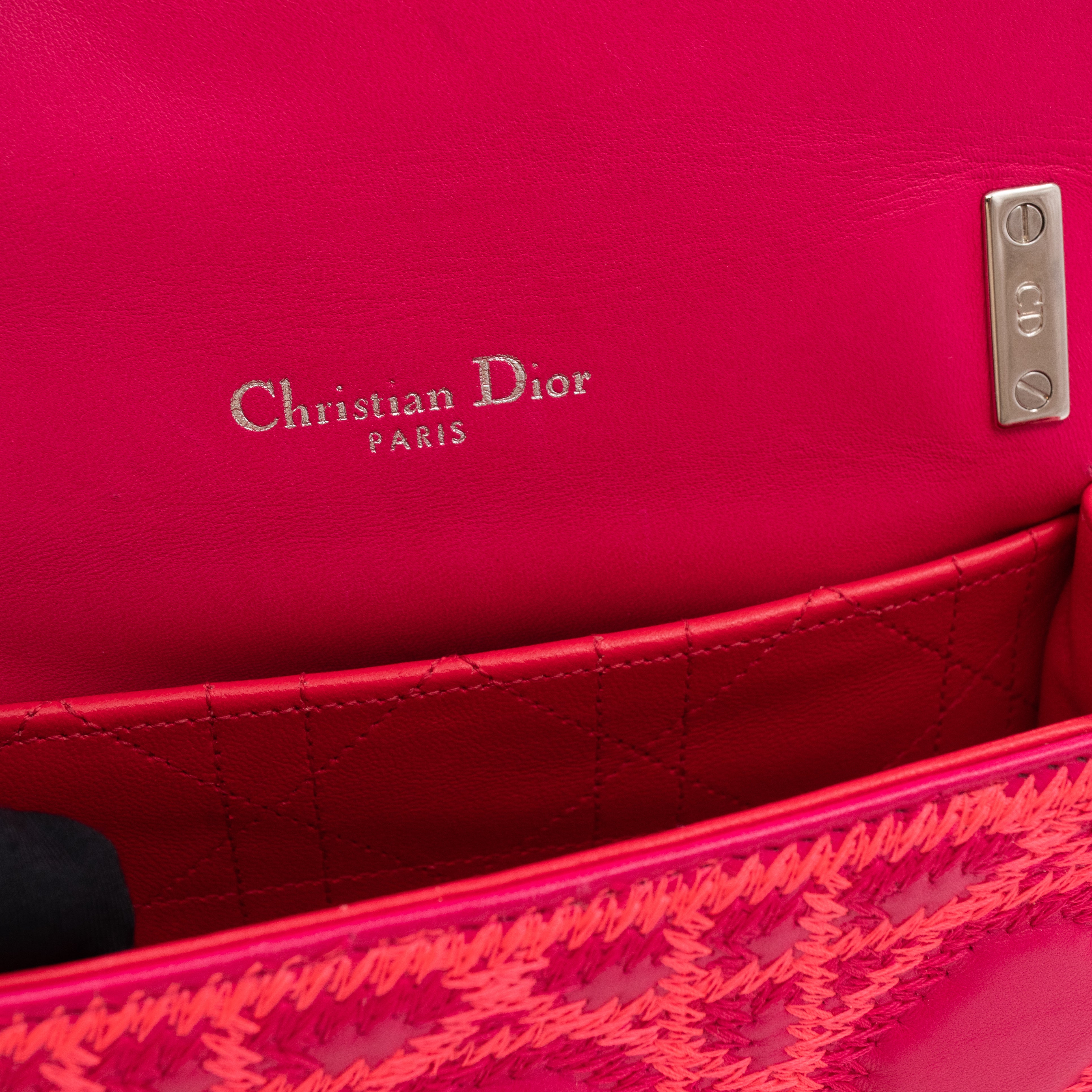 Miss Dior Small Embroidered Pink Leather