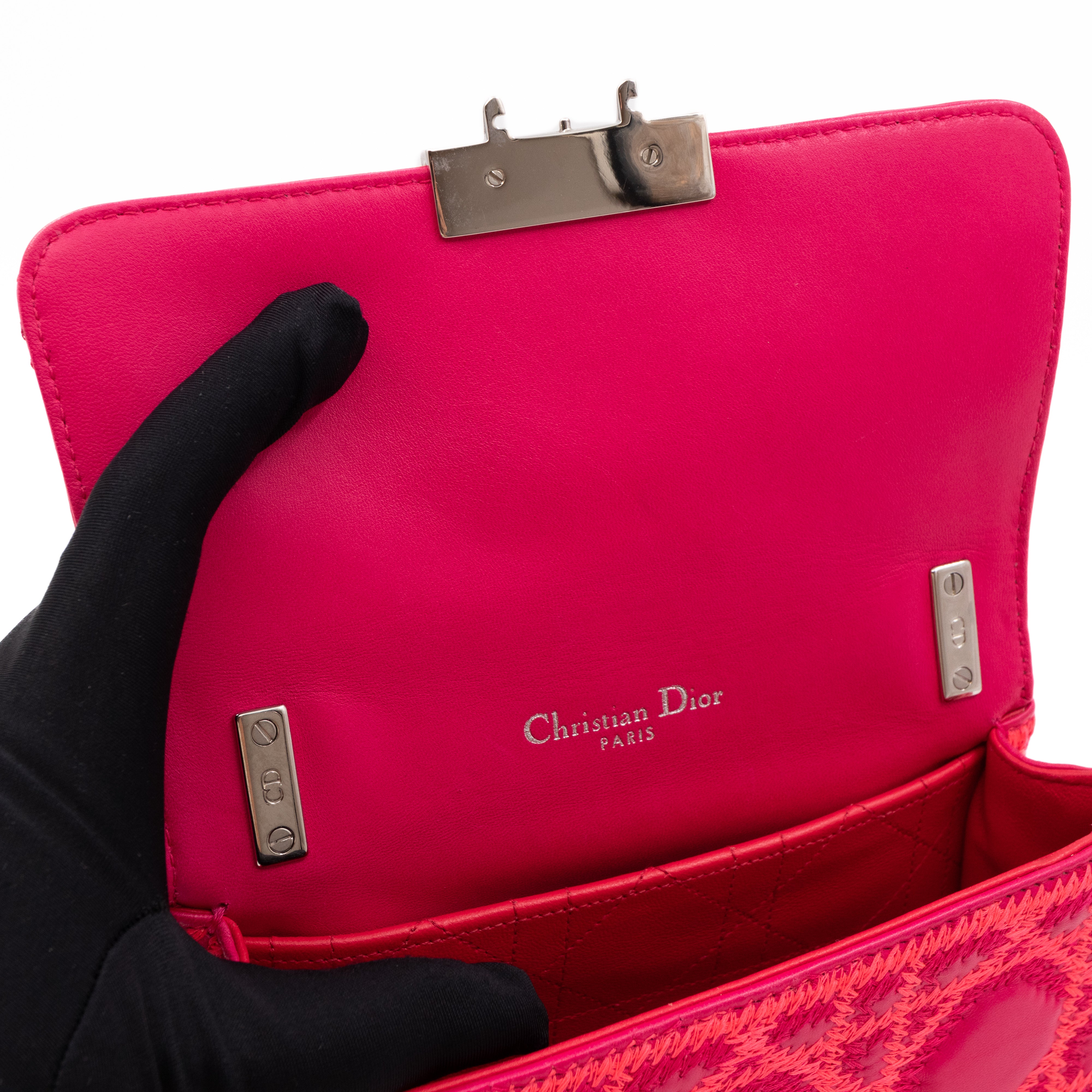 Miss Dior Small Embroidered Pink Leather