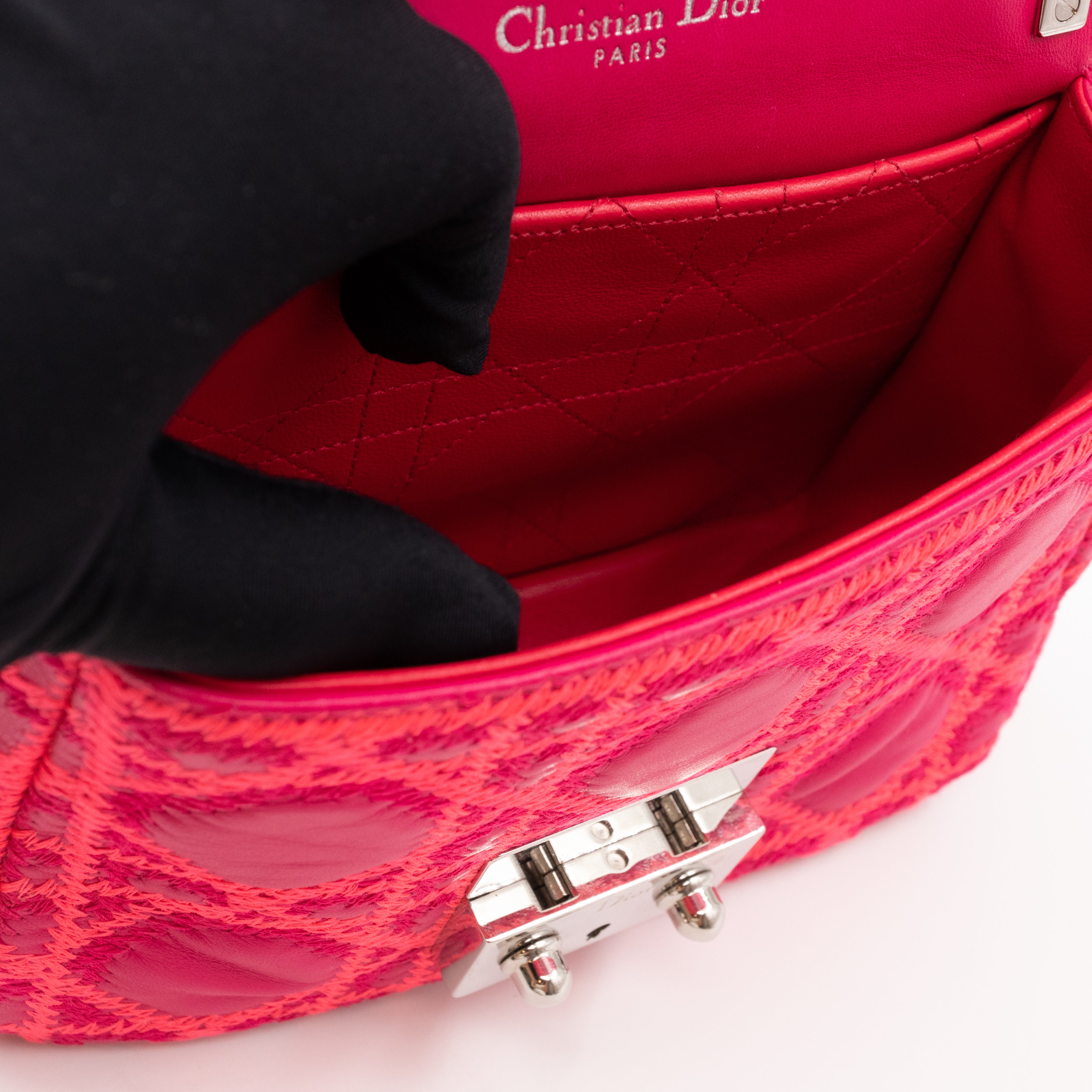 Miss Dior Small Embroidered Pink Leather