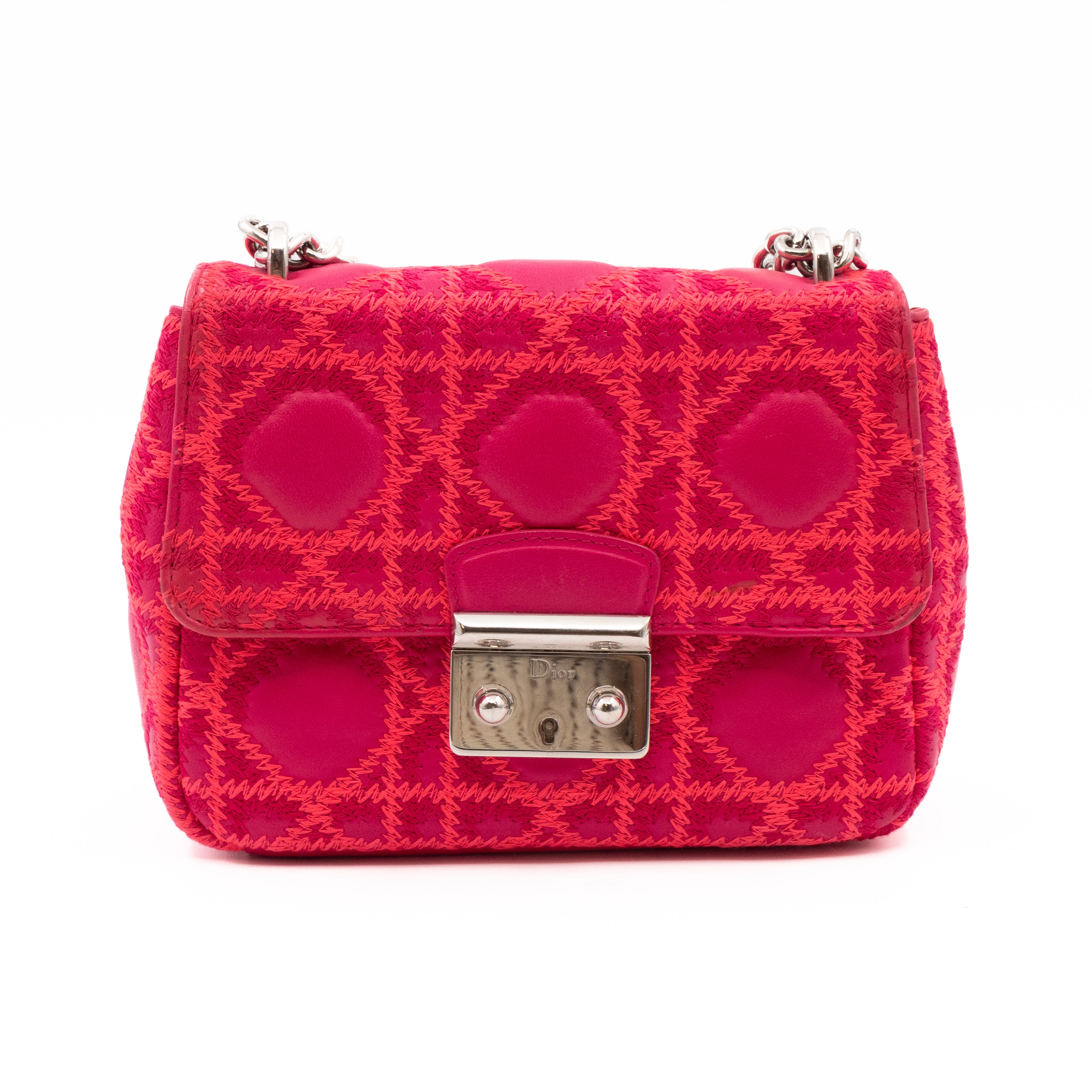 Miss Dior Small Embroidered Pink Leather