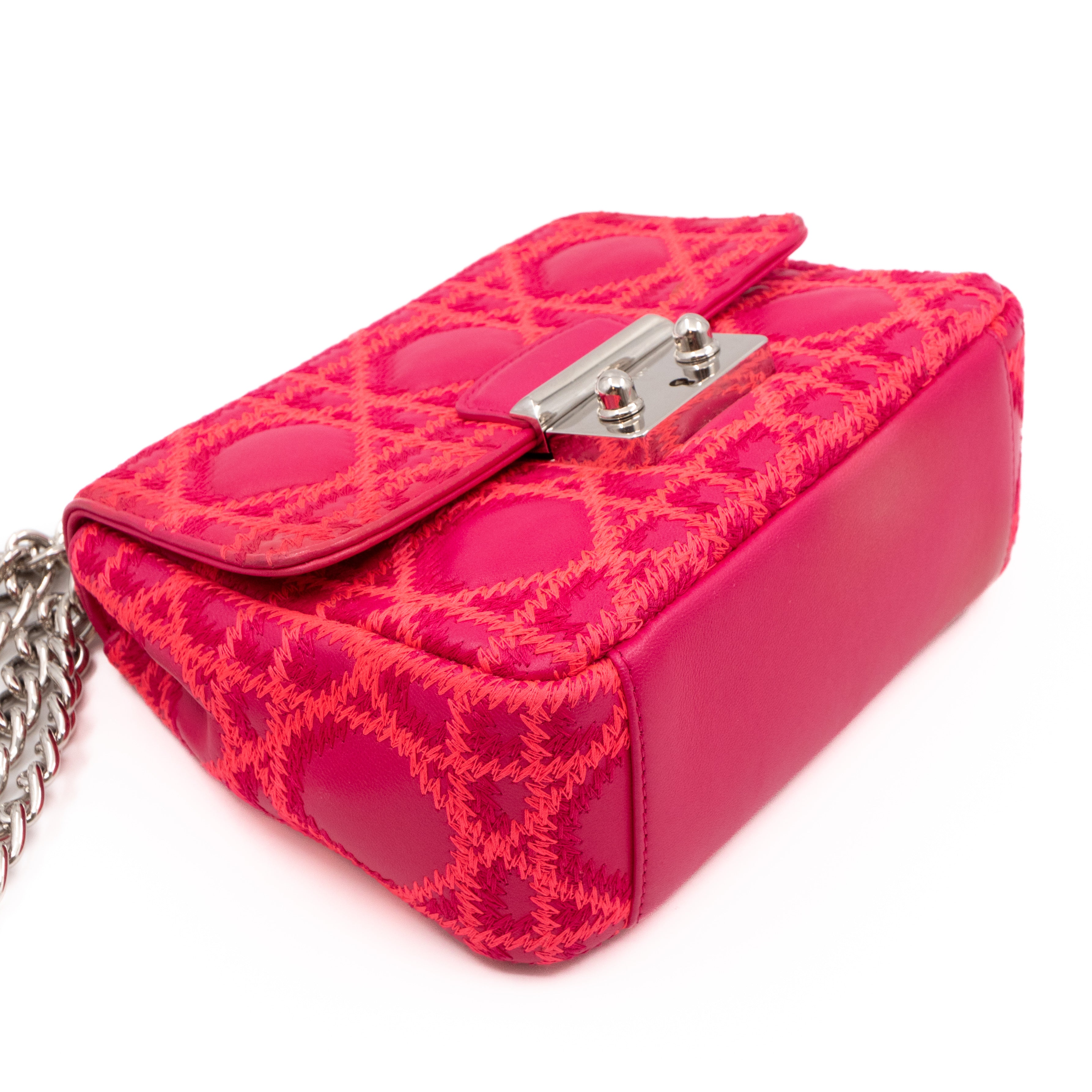 Miss Dior Small Embroidered Pink Leather