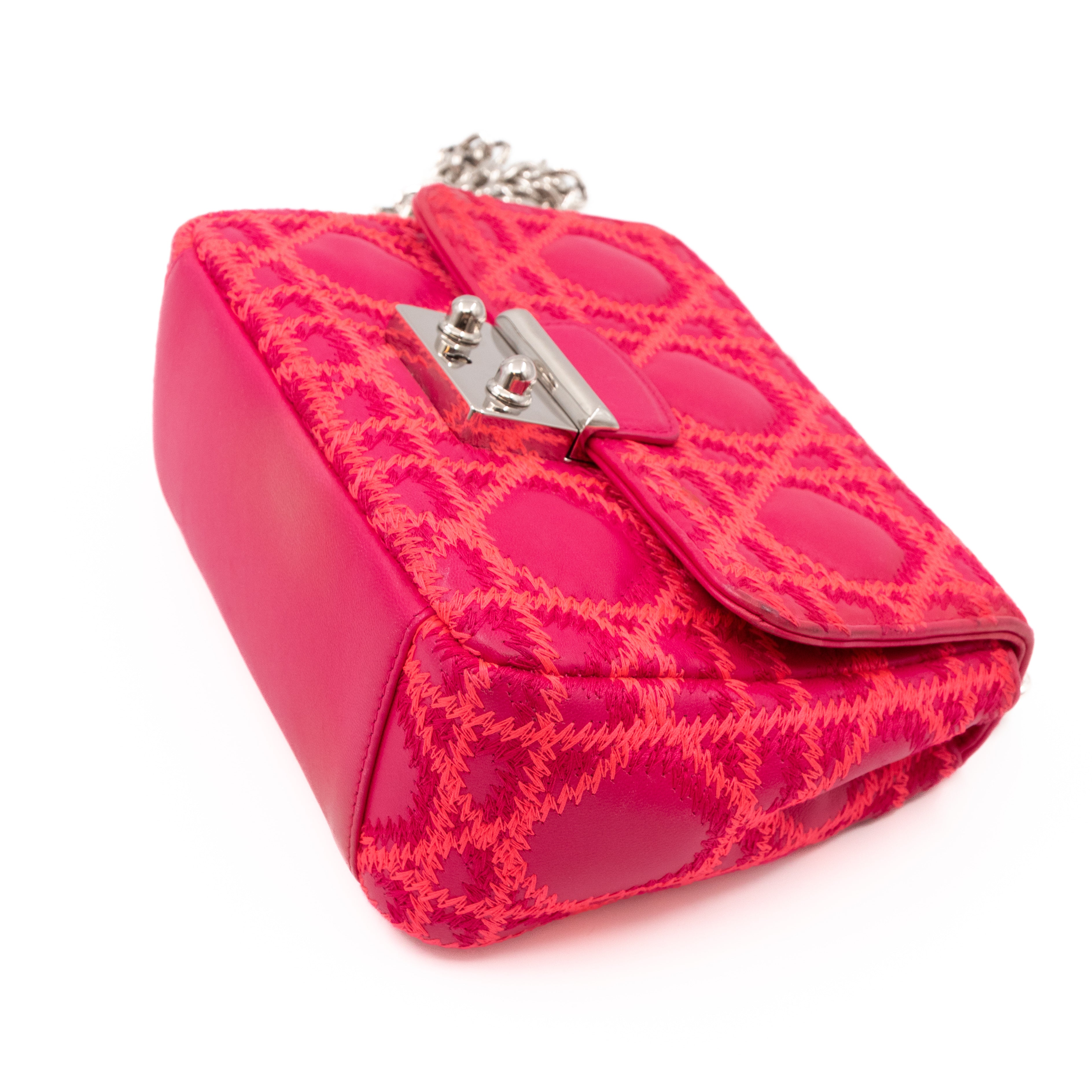 Miss Dior Small Embroidered Pink Leather