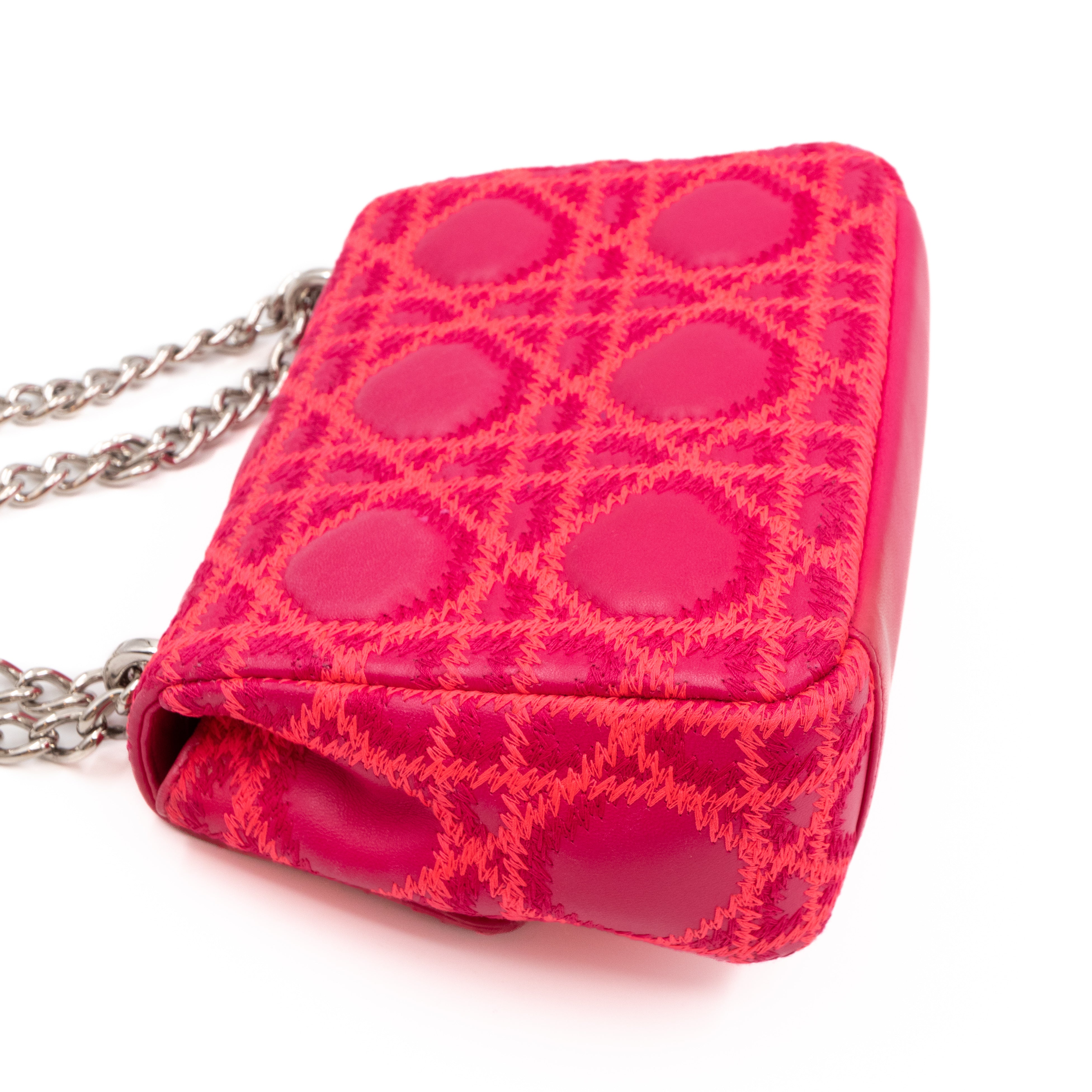 Miss Dior Small Embroidered Pink Leather