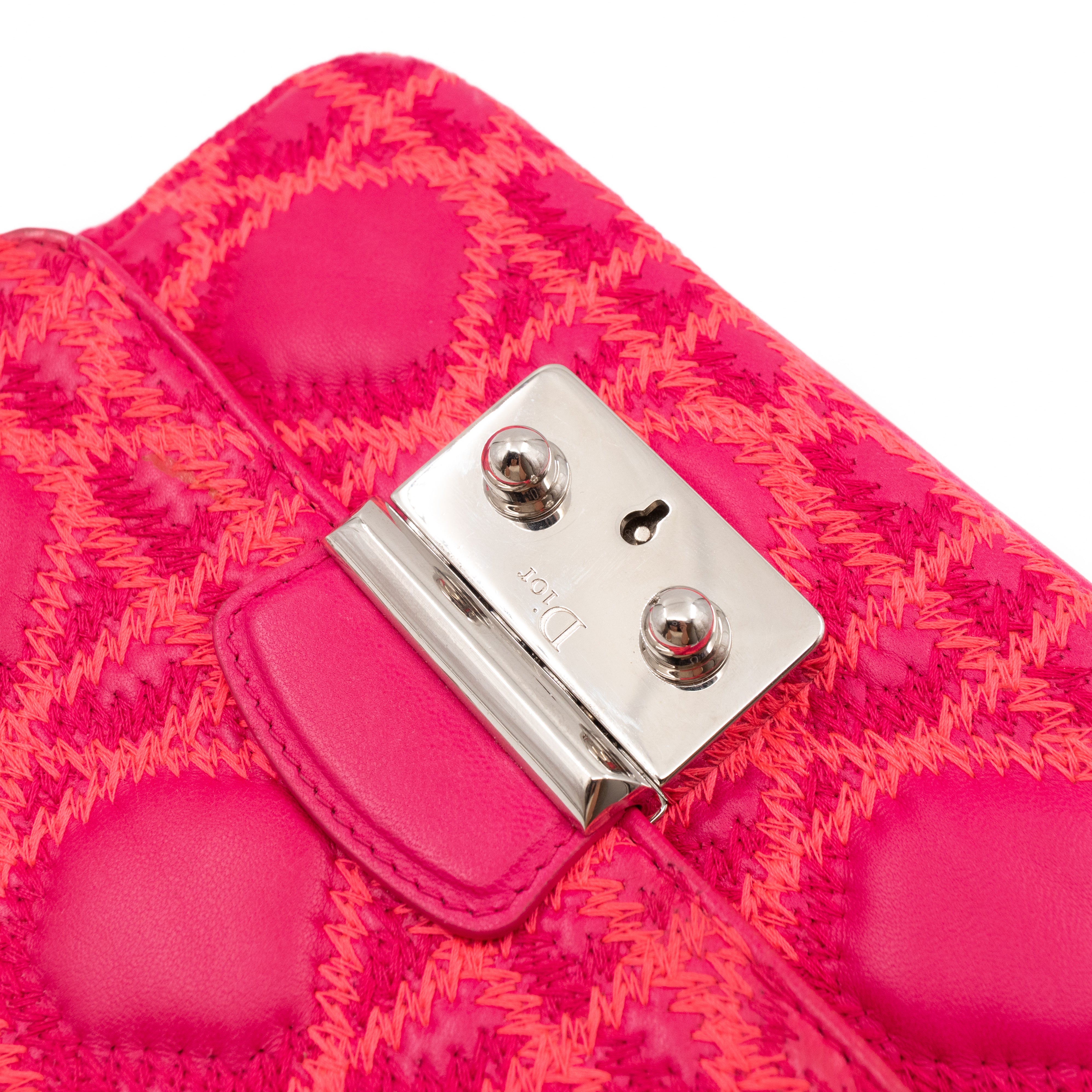 Miss Dior Small Embroidered Pink Leather