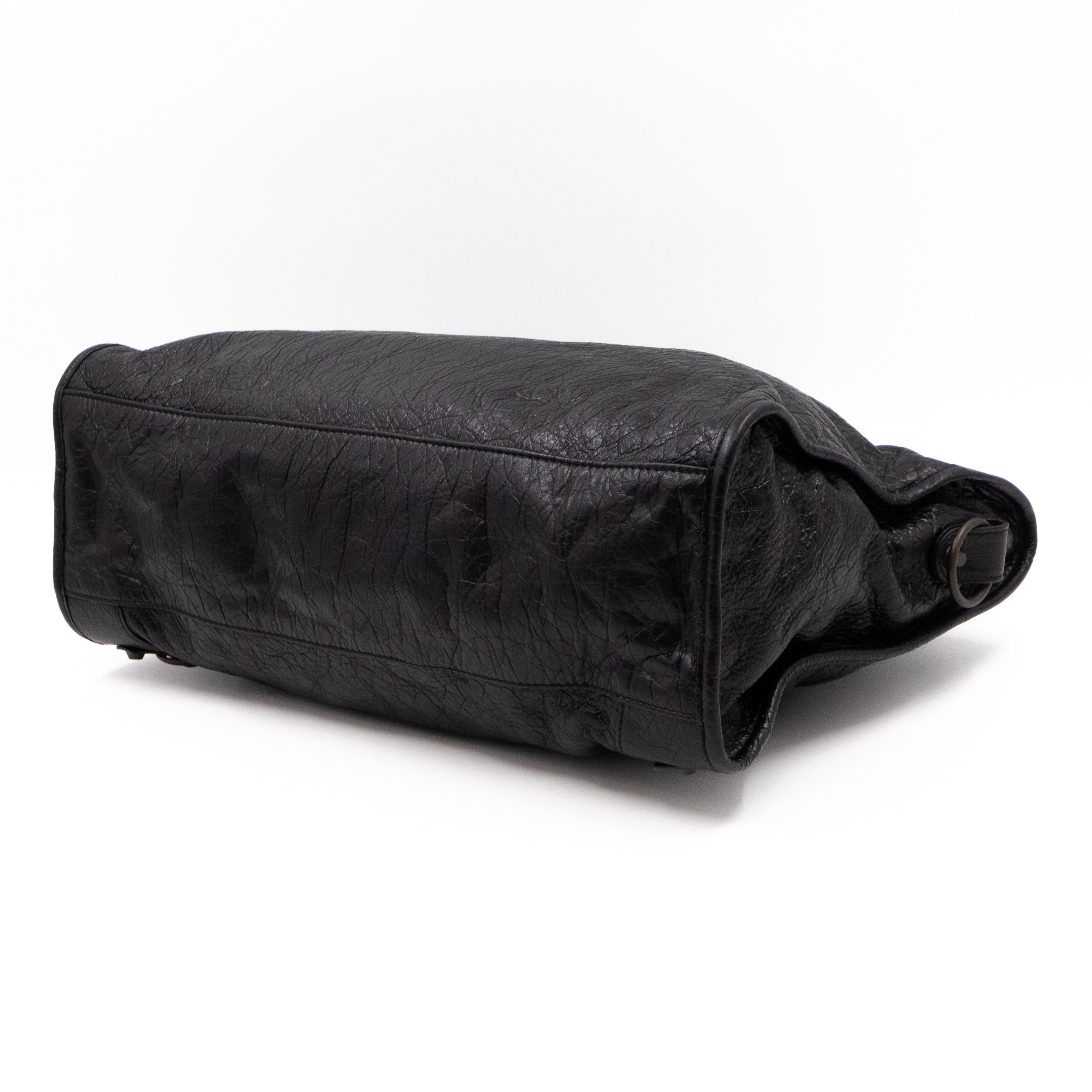 Classic City AJ Bag Logo Strap Black Leather