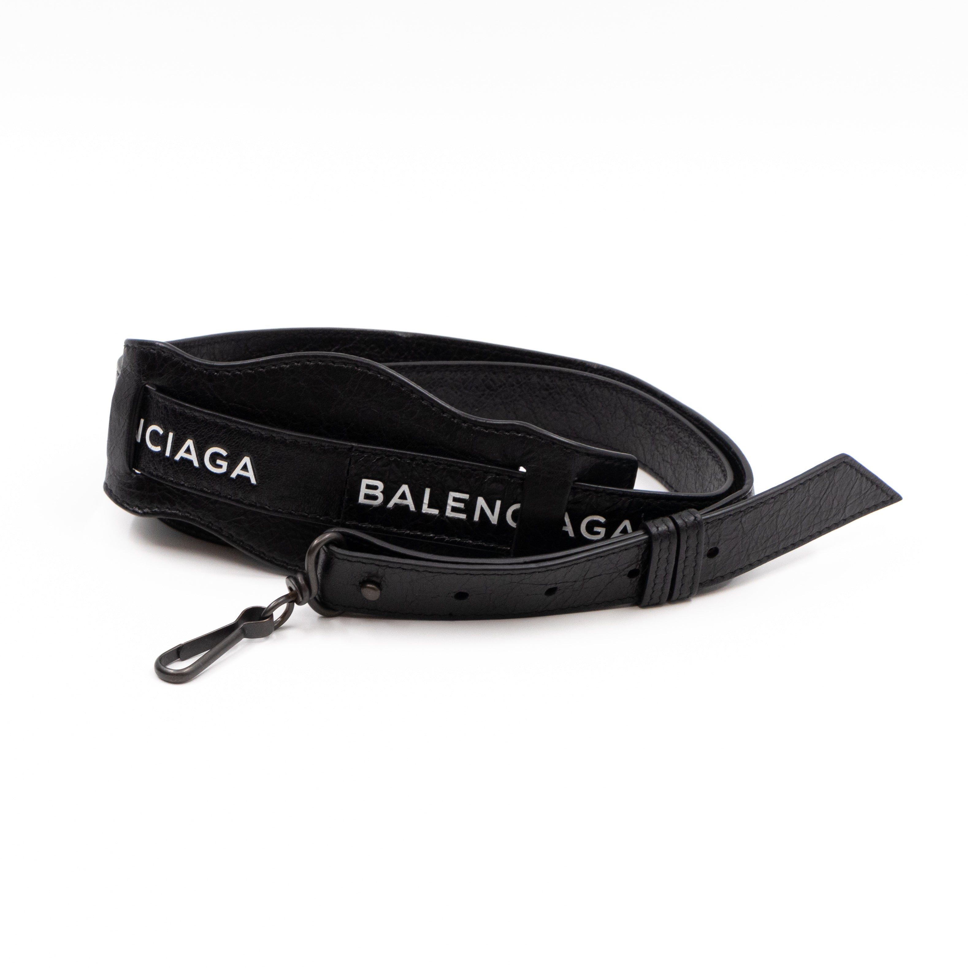 Classic City AJ Bag Logo Strap Black Leather