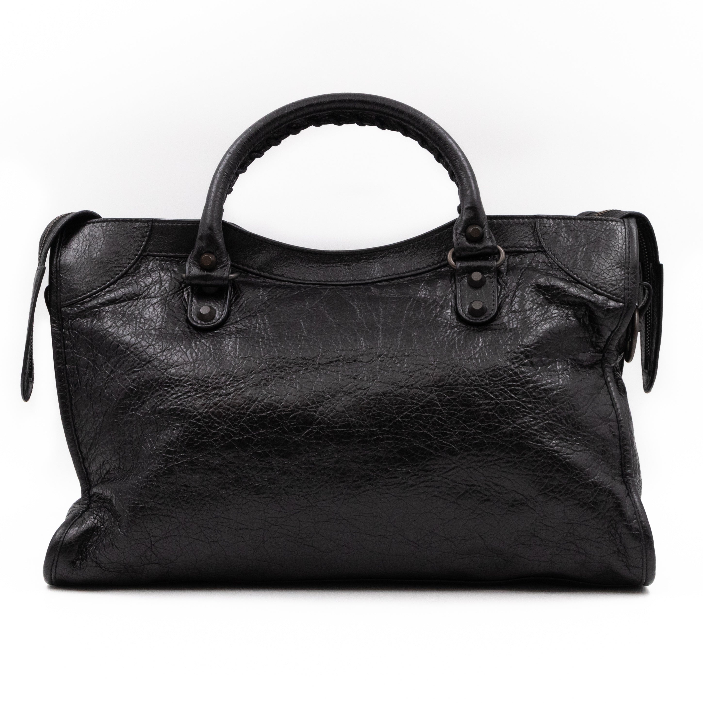 Classic City AJ Bag Logo Strap Black Leather