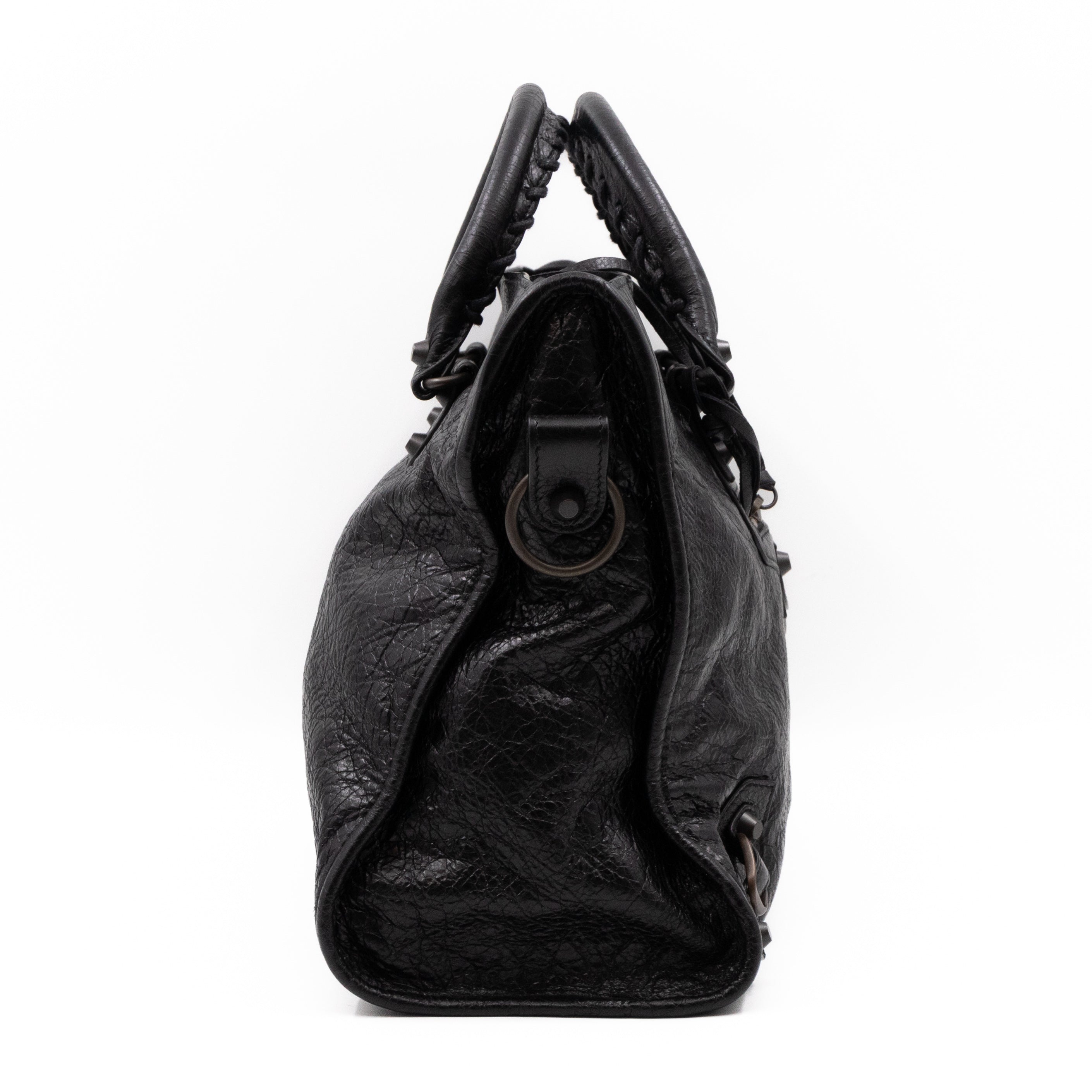 Classic City AJ Bag Logo Strap Black Leather
