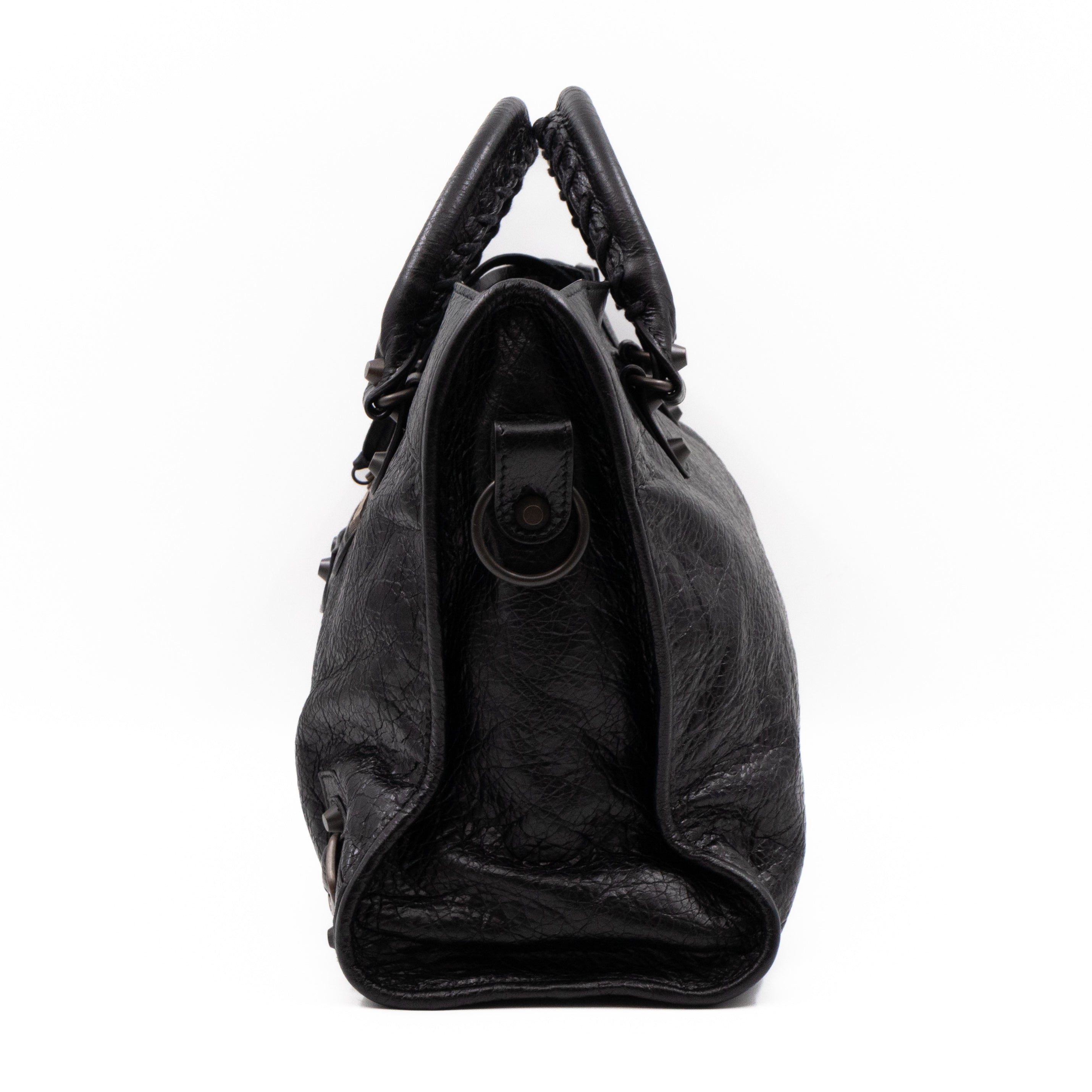 Classic City AJ Bag Logo Strap Black Leather