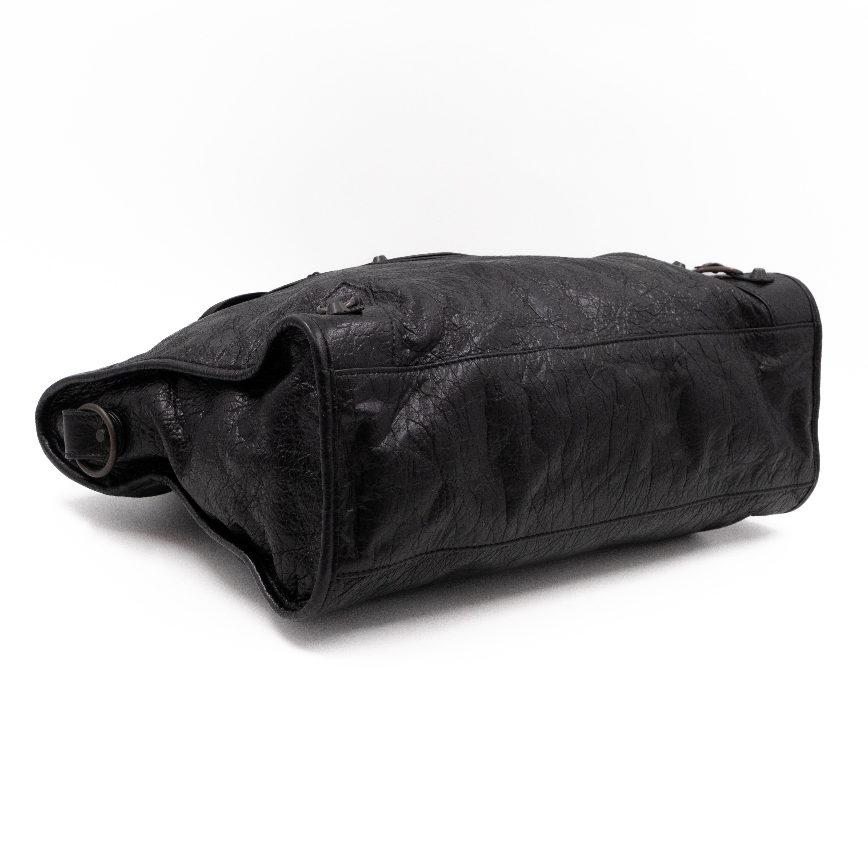 Classic City AJ Bag Logo Strap Black Leather